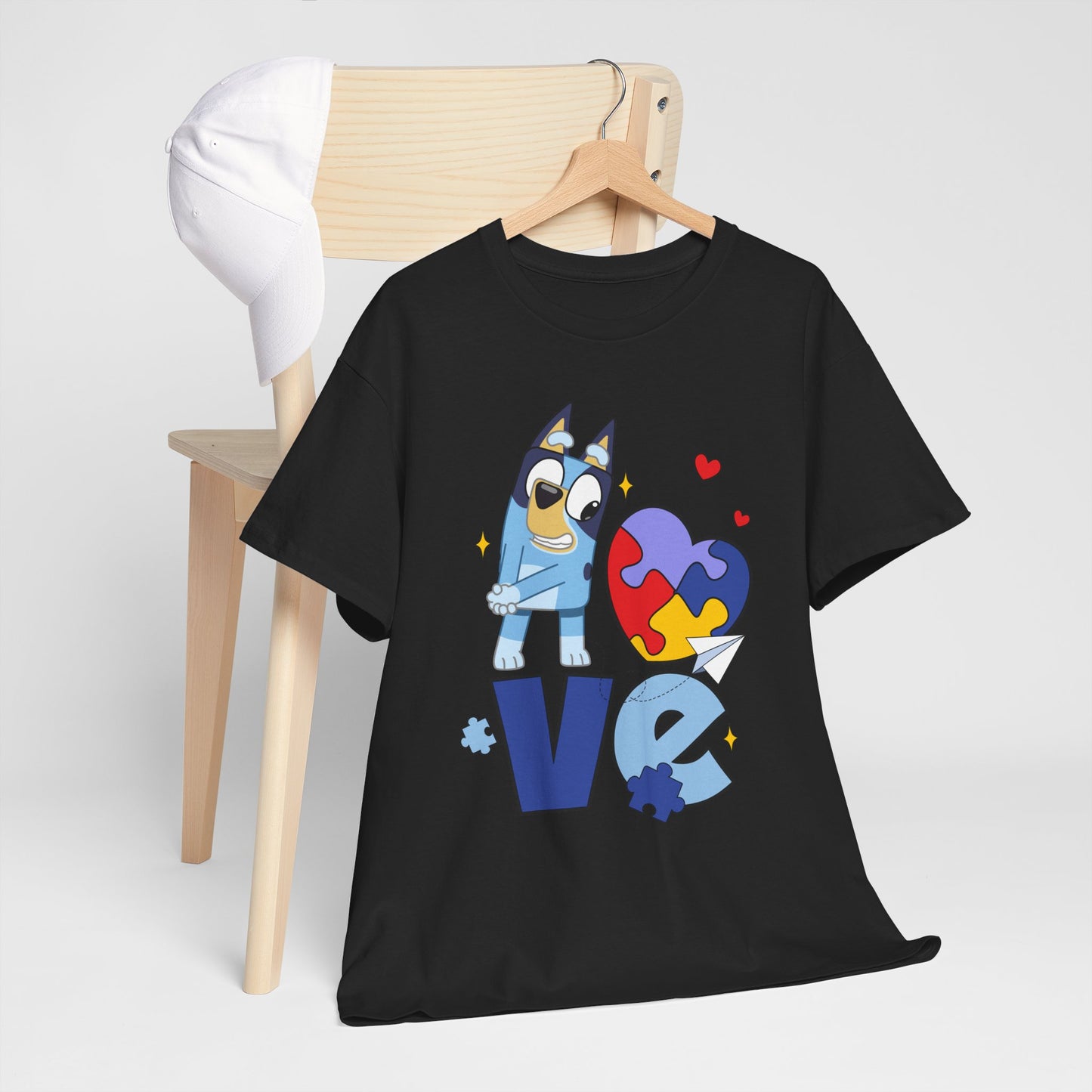 Autism Awareness Love Tee - Puzzle Heart & Cartoon Character T-Shirt