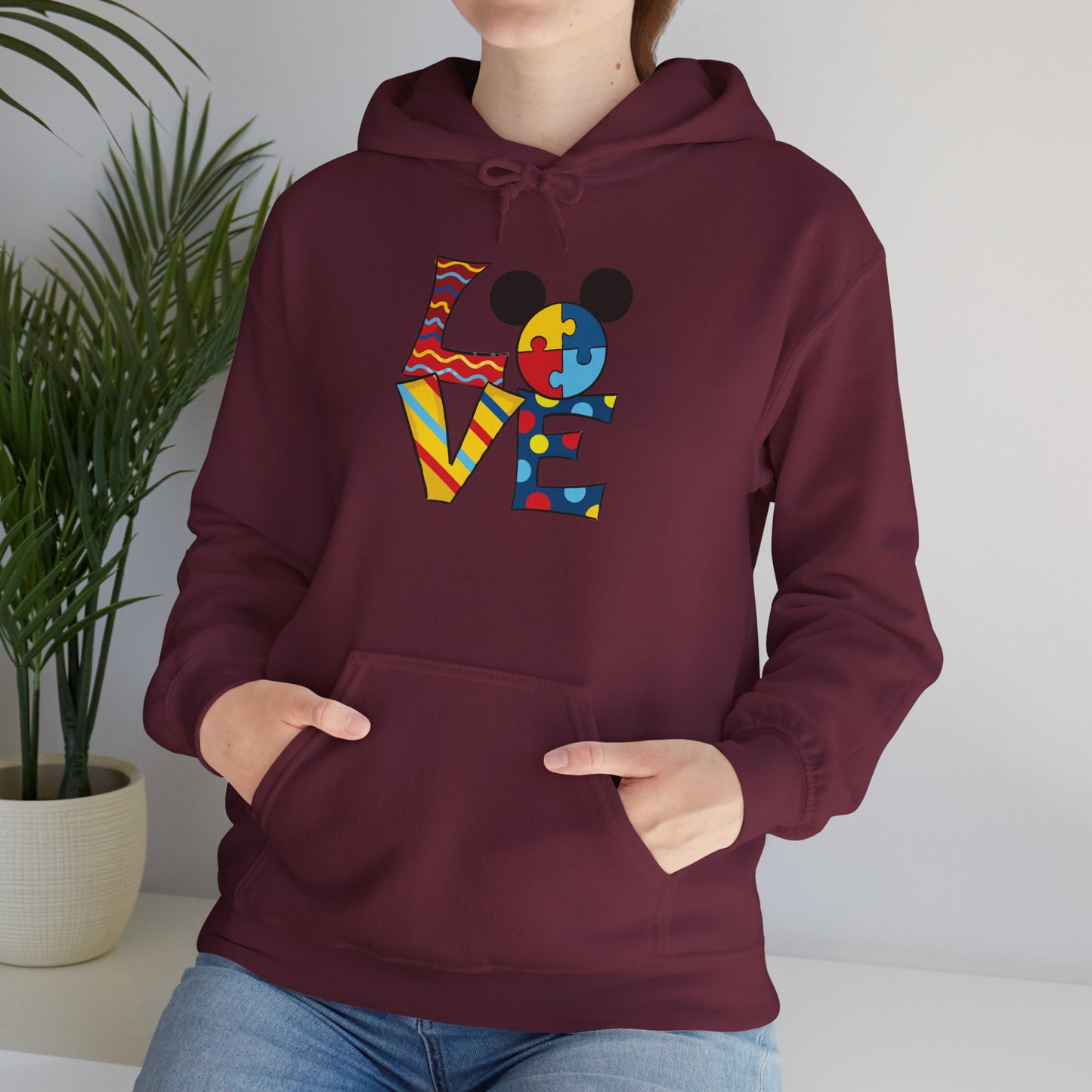 Love Puzzle Character Hoodie — Colorful Autism Awareness Sweatshirt