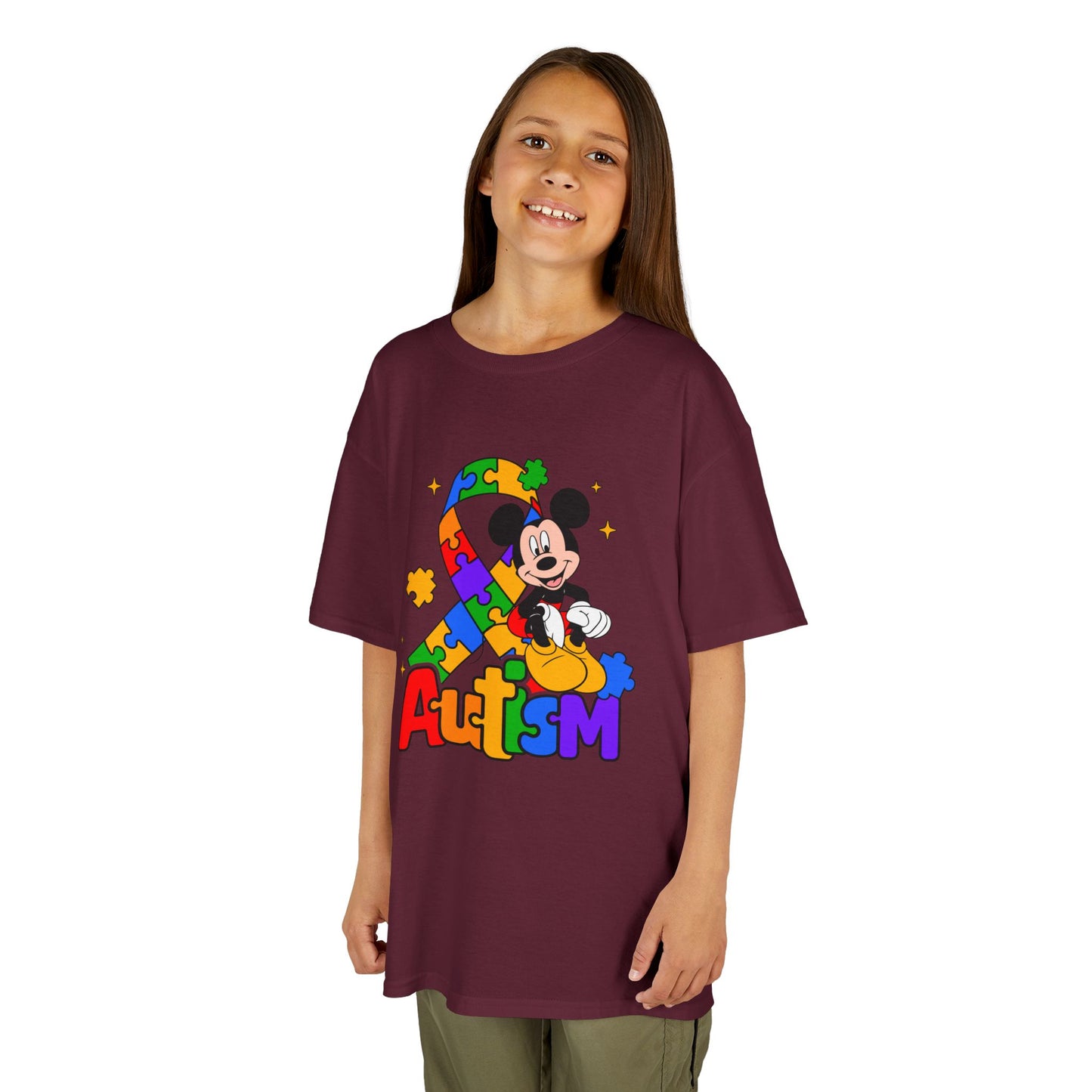 Kids Autism Awareness T-Shirt — Colorful Puzzle Ribbon Design