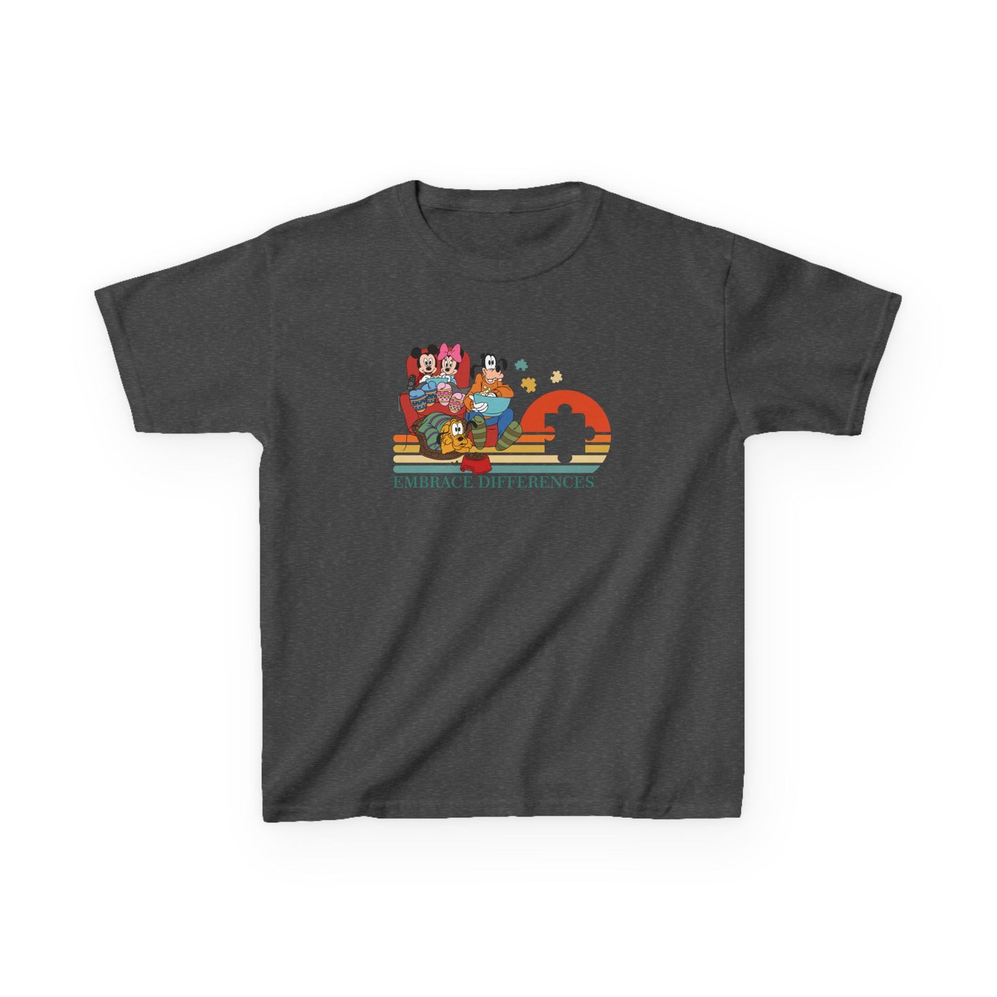Kids Tee — Colorful Retro Animal Parade "I Embrace Differences"