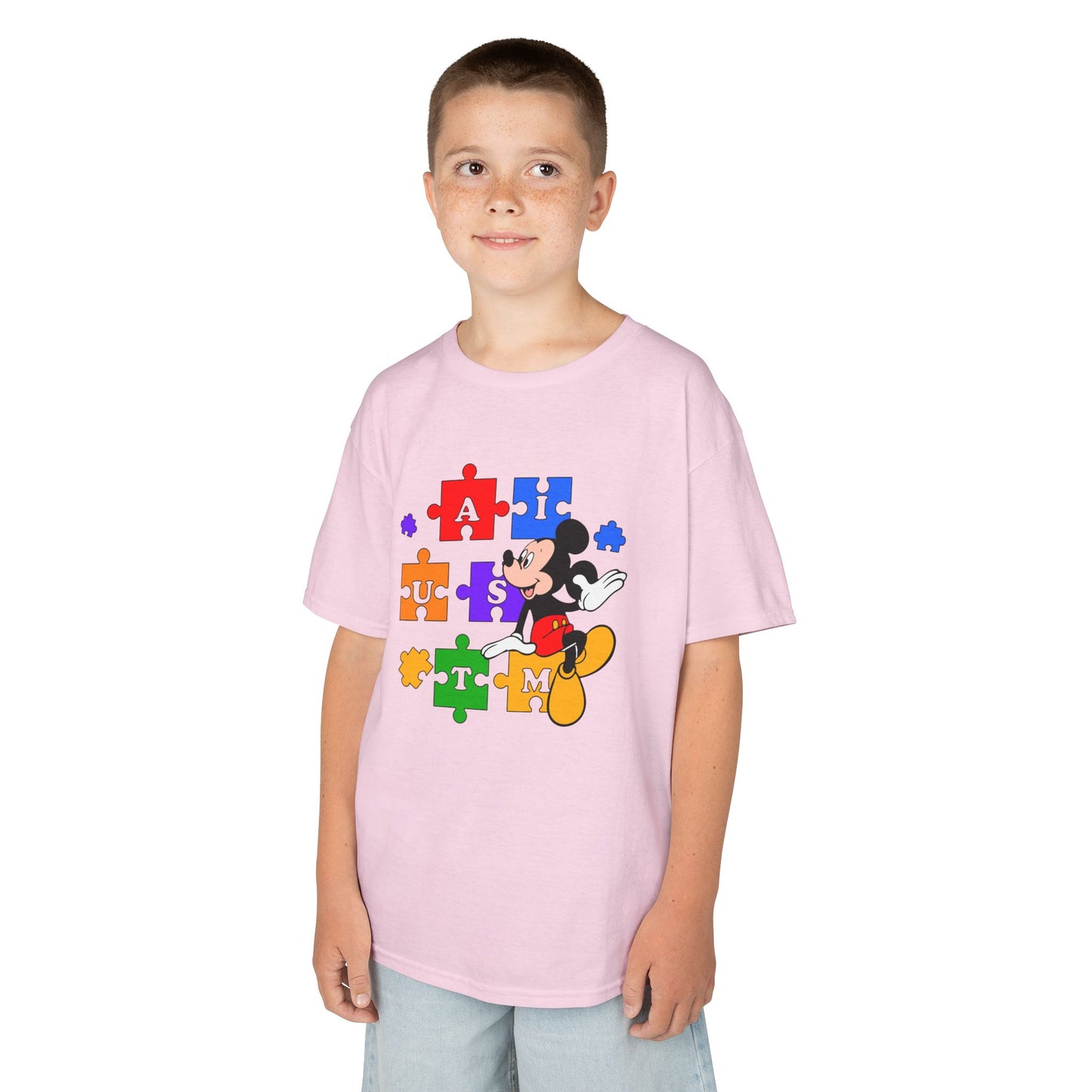 Kids Tee — Mickey Mouse Autism Puzzle Pieces Design