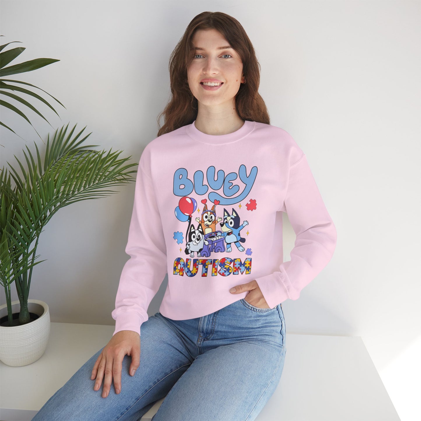 Bluey Autism Crewneck Sweatshirt — Kids & Family Awareness Pullover