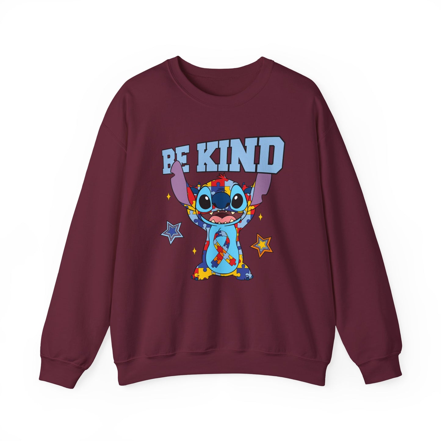 Be Kind Crewneck Sweatshirt — Cute Colorful Cartoon Character Graphic