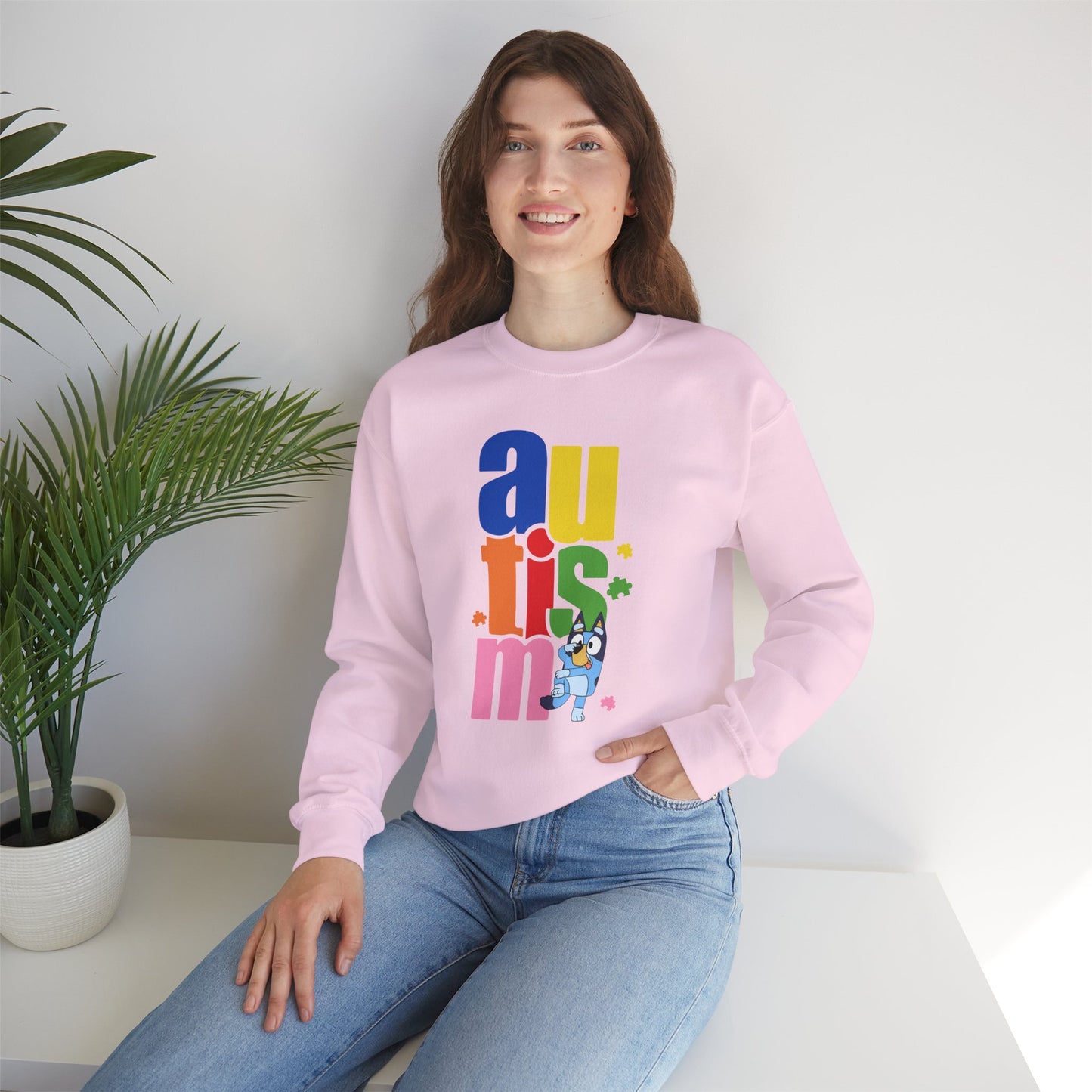 Autism Awareness Crewneck Sweatshirt — Colorful "autism" Design