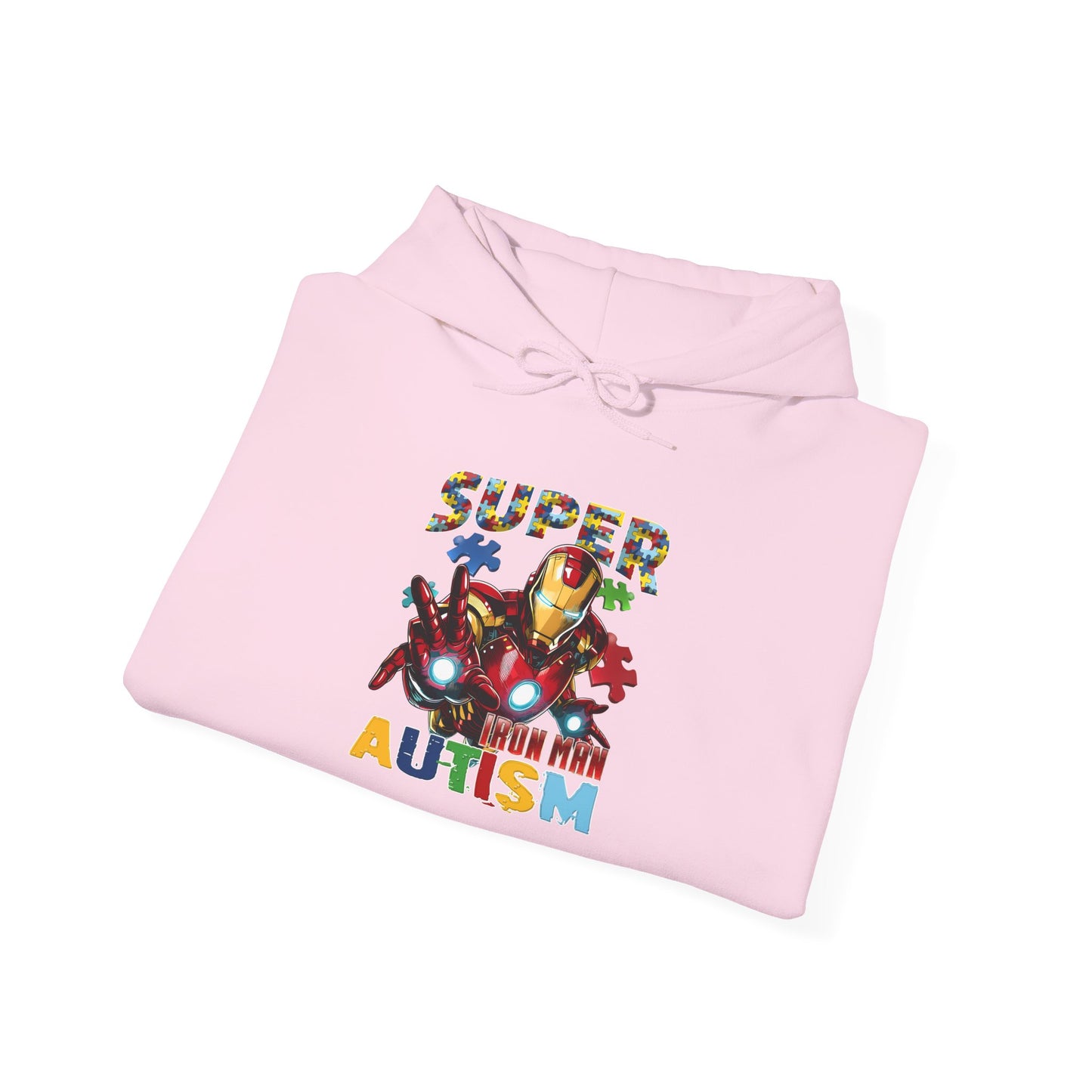 Autism Awareness Hoodie — "Super Mom with Autism" Colorful Puzzle Design