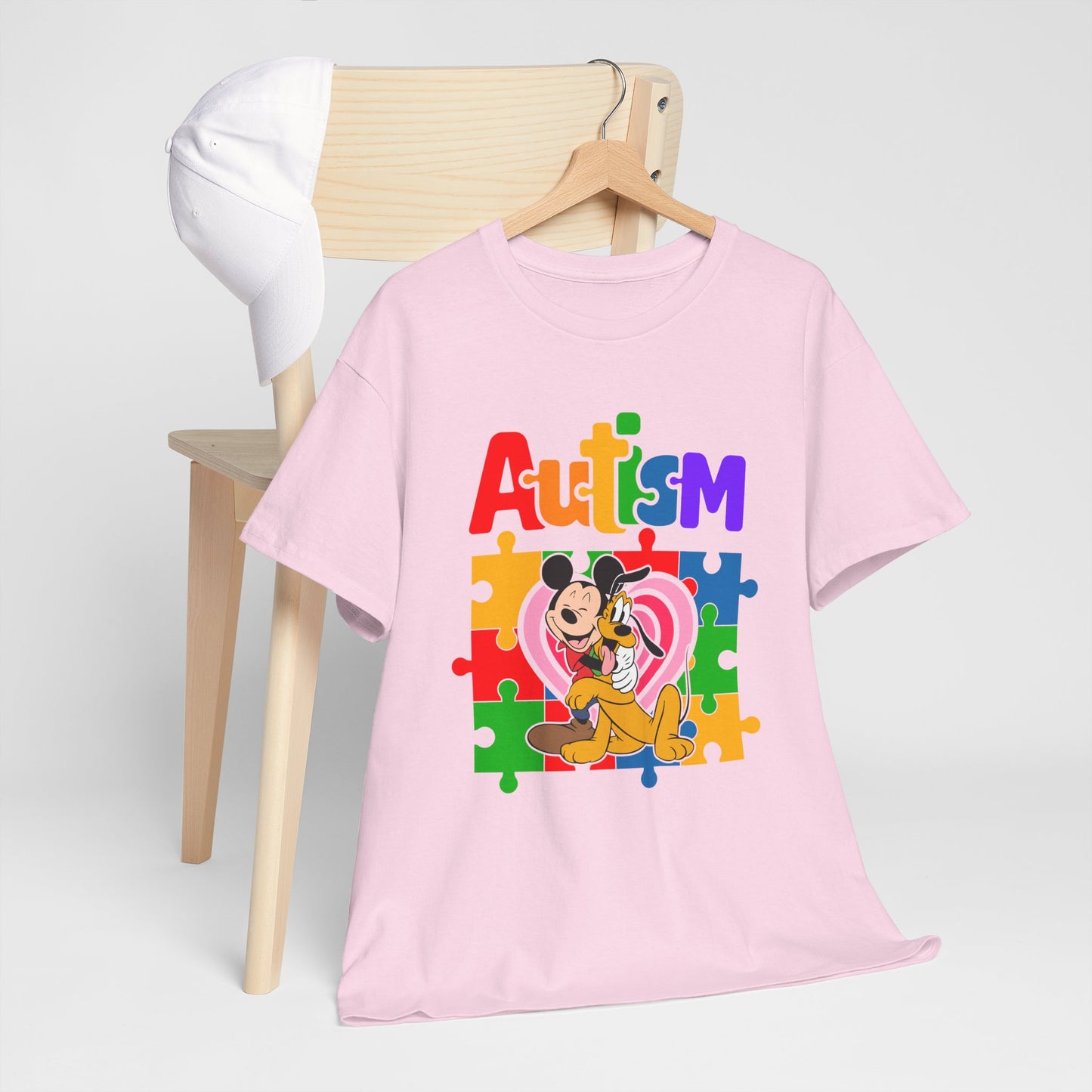 Autism Awareness Puzzle Heart T-Shirt — Colorful Mickey Support Tee