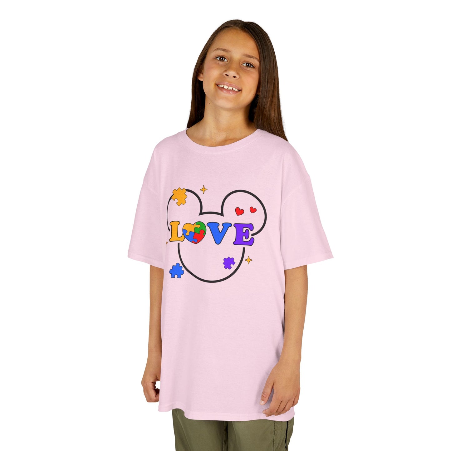 Kids Tee — Colorful Puzzle Heart "LOVE" Autism Awareness Shirt