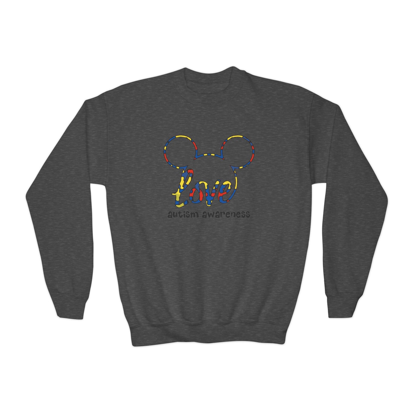 Colorful Autism Awareness Youth Crewneck Sweatshirt