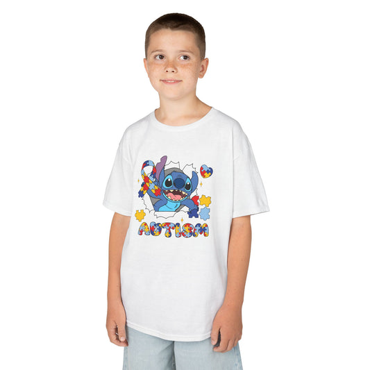 Kids Tee — Cute Stitch Autism Puzzle Heart Design