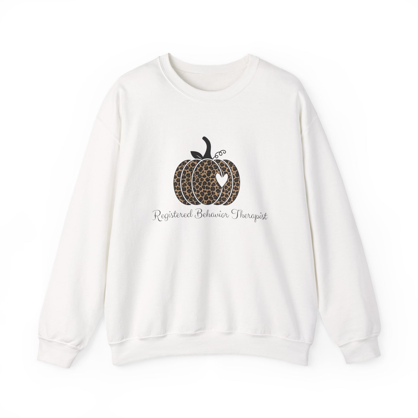 Therapist Leopard Pumpkin Sweatshirt — Registered Behavior Therapist Fall Crewneck