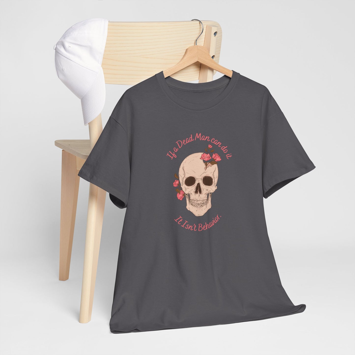 Skull & Roses Unisex Heavy Cotton Tee - Perfect for Halloween, Casual Wear, Gift for Friends, Skull Lovers, or Grunge Fashion