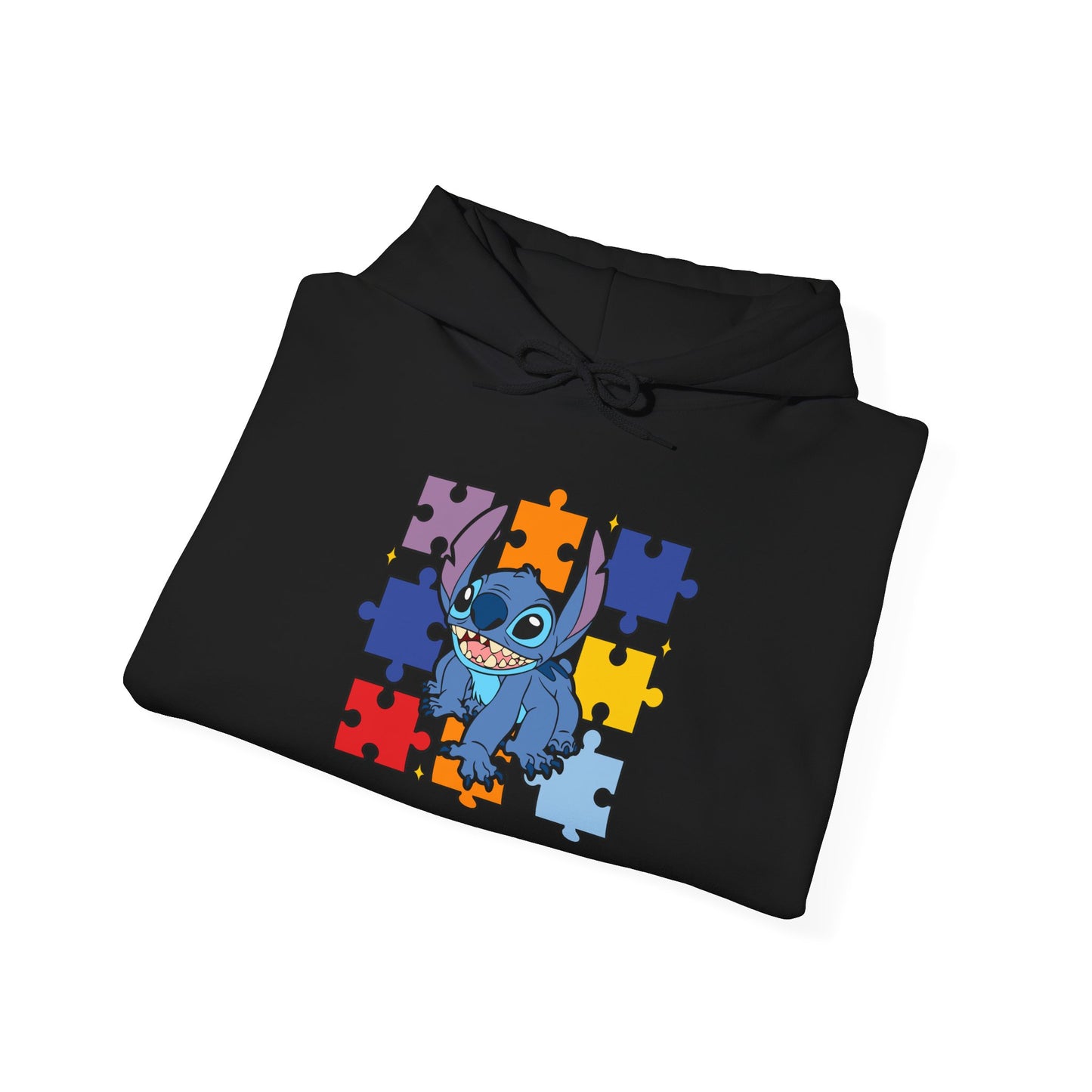 Autism Puzzle Heart Hoodie — Cute Blue Character Puzzle Piece Awareness Sweatshirt