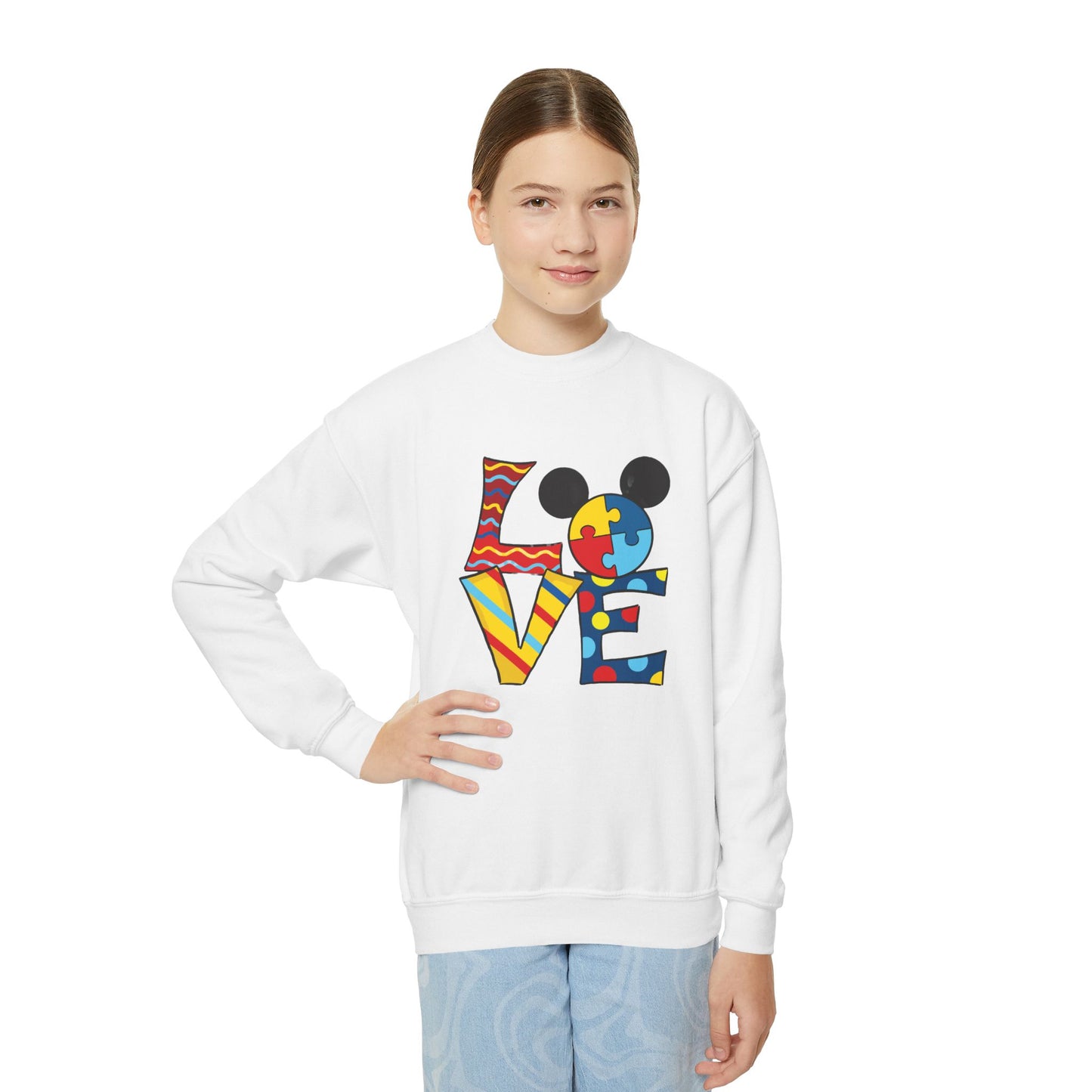 Colorful Love Puzzle Youth Crewneck Sweatshirt