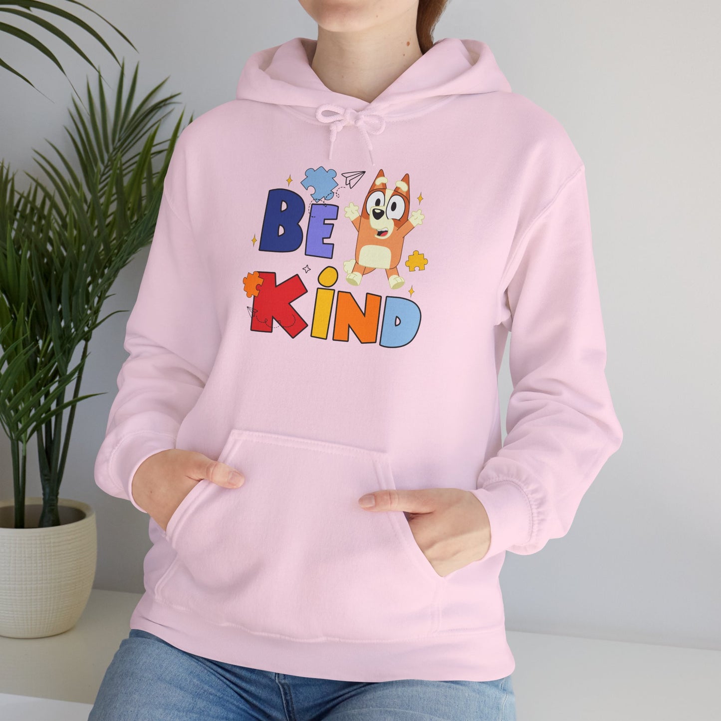 Be Kind Kids Hoodie – Colorful Cartoon Puppy Graphic Hoodie