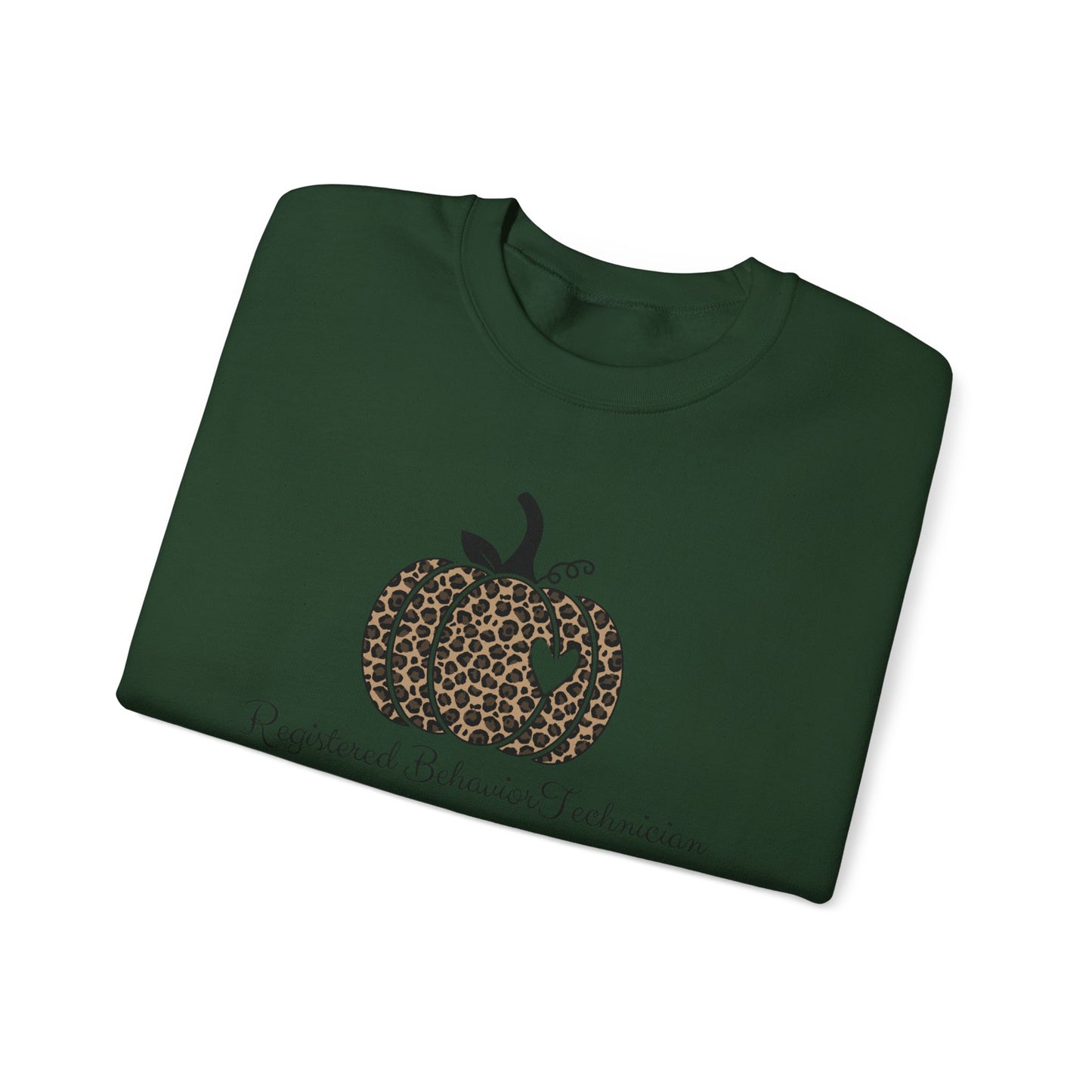 Crewneck Sweatshirt — Leopard Pumpkin "Registered Behavior Technician" Fall Sweatshirt