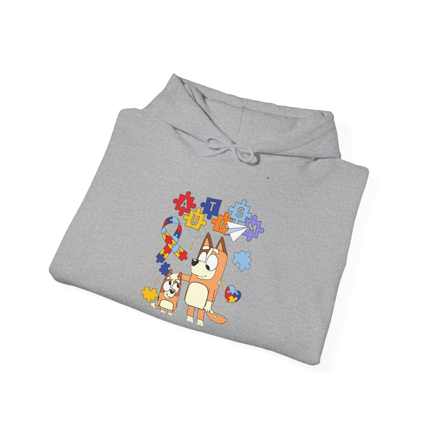 Bluey Puzzle Pieces Hoodie — Cute Bluey & Bingo Autism Awareness Sweatshirt