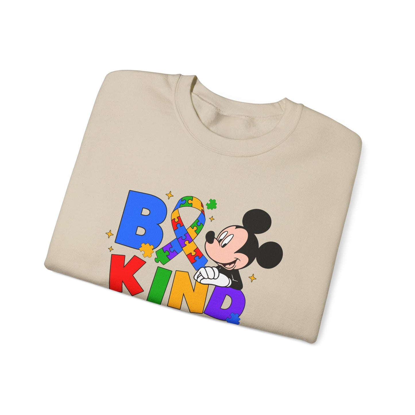 Be Kind Crewneck Sweatshirt - Colorful Awareness Ribbon Design