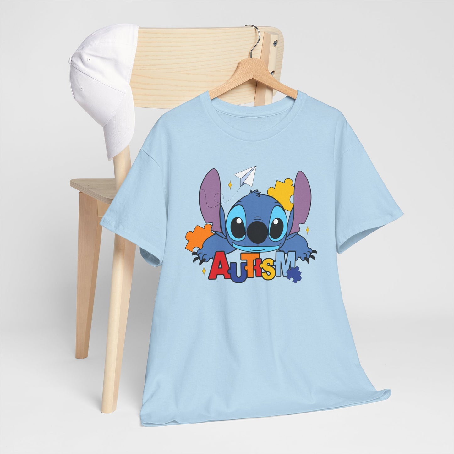 Autism Puzzle Heart T‑Shirt — Cute Blue Character Awareness Tee