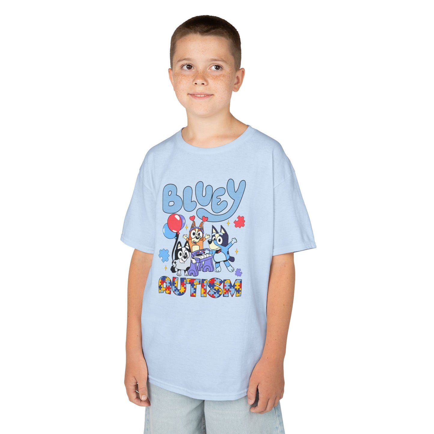 Kids Tee — Bluey & Friends Autism Awareness Graphic