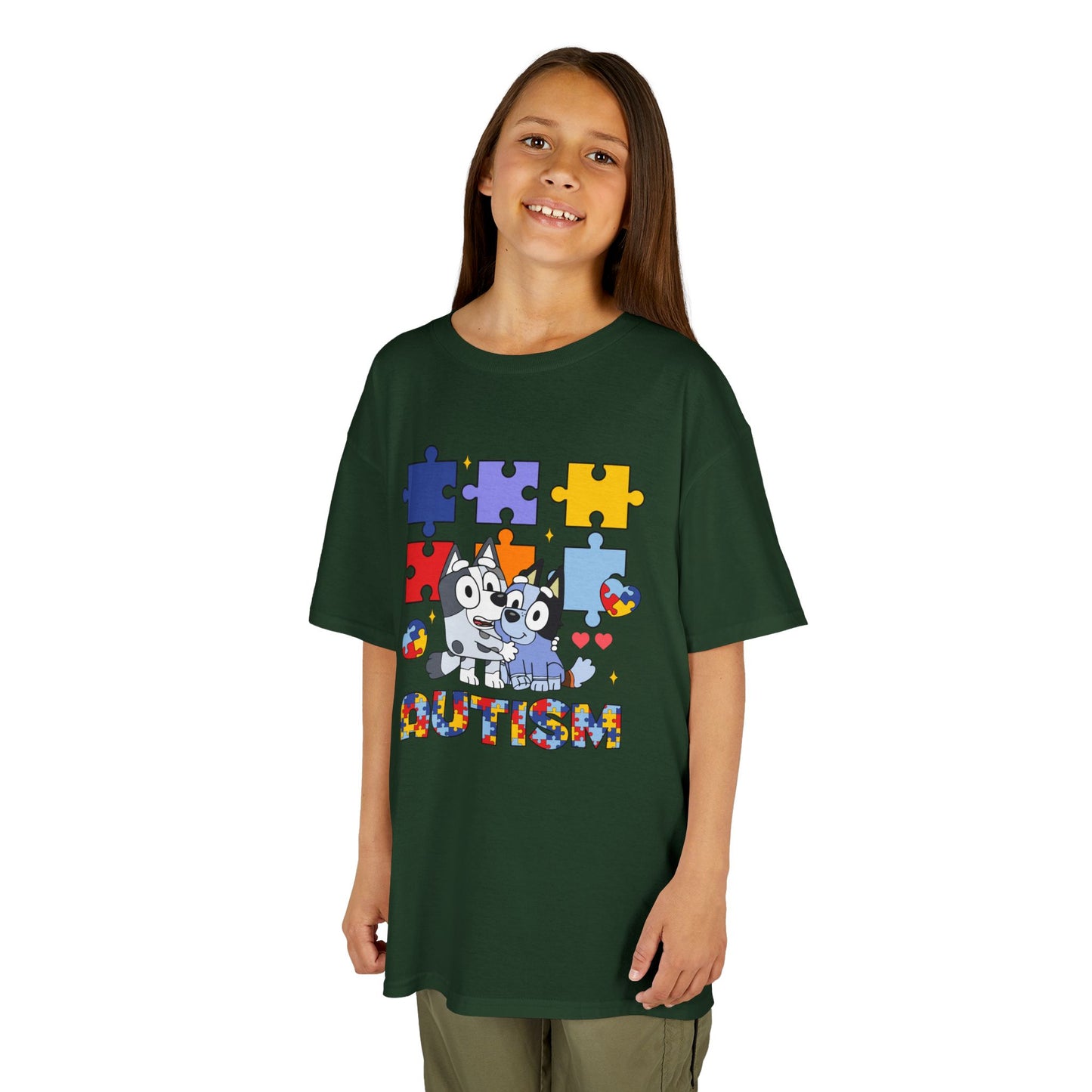 Kids Tee — Colorful Autism Puzzle Paw Design