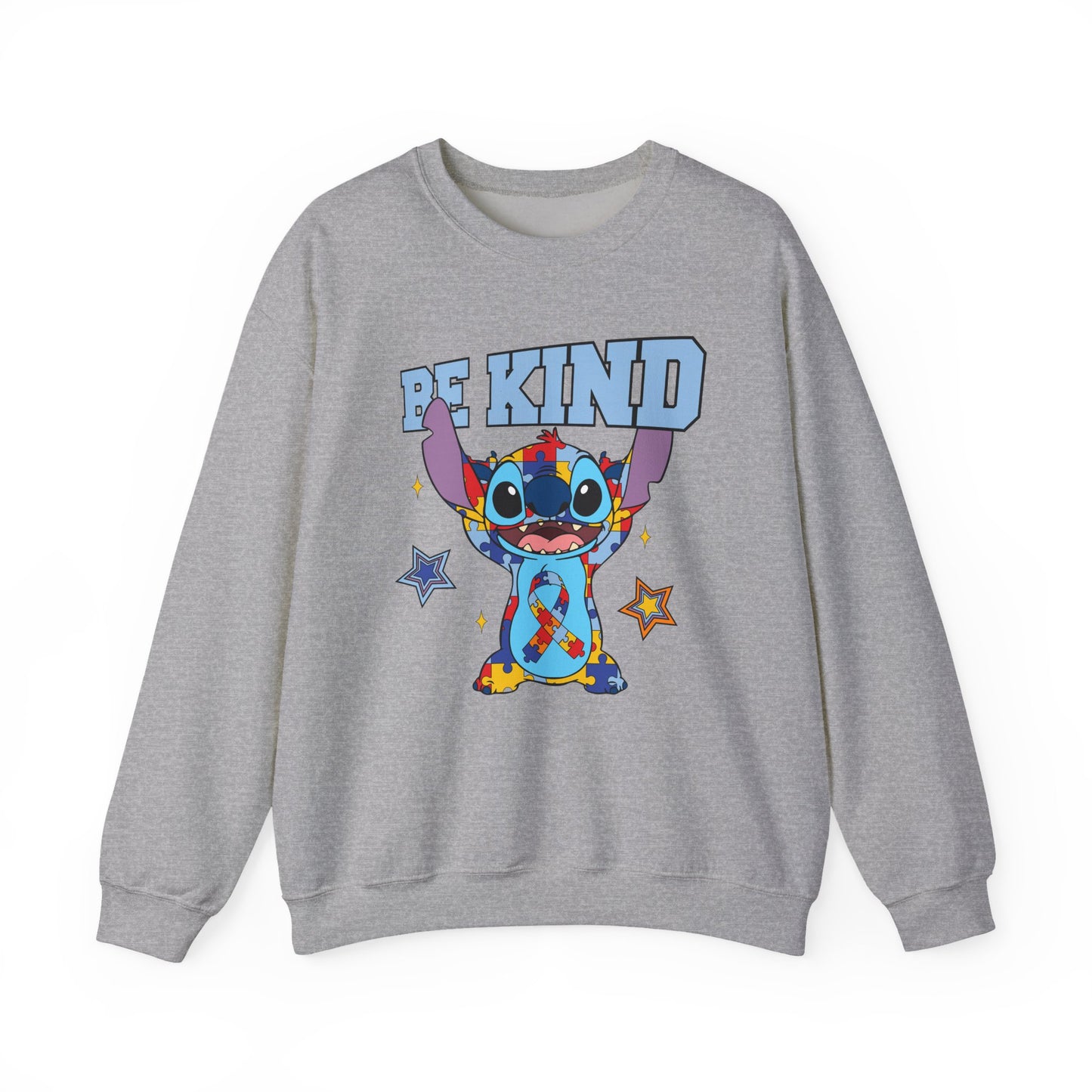 Be Kind Crewneck Sweatshirt — Cute Colorful Cartoon Character Graphic
