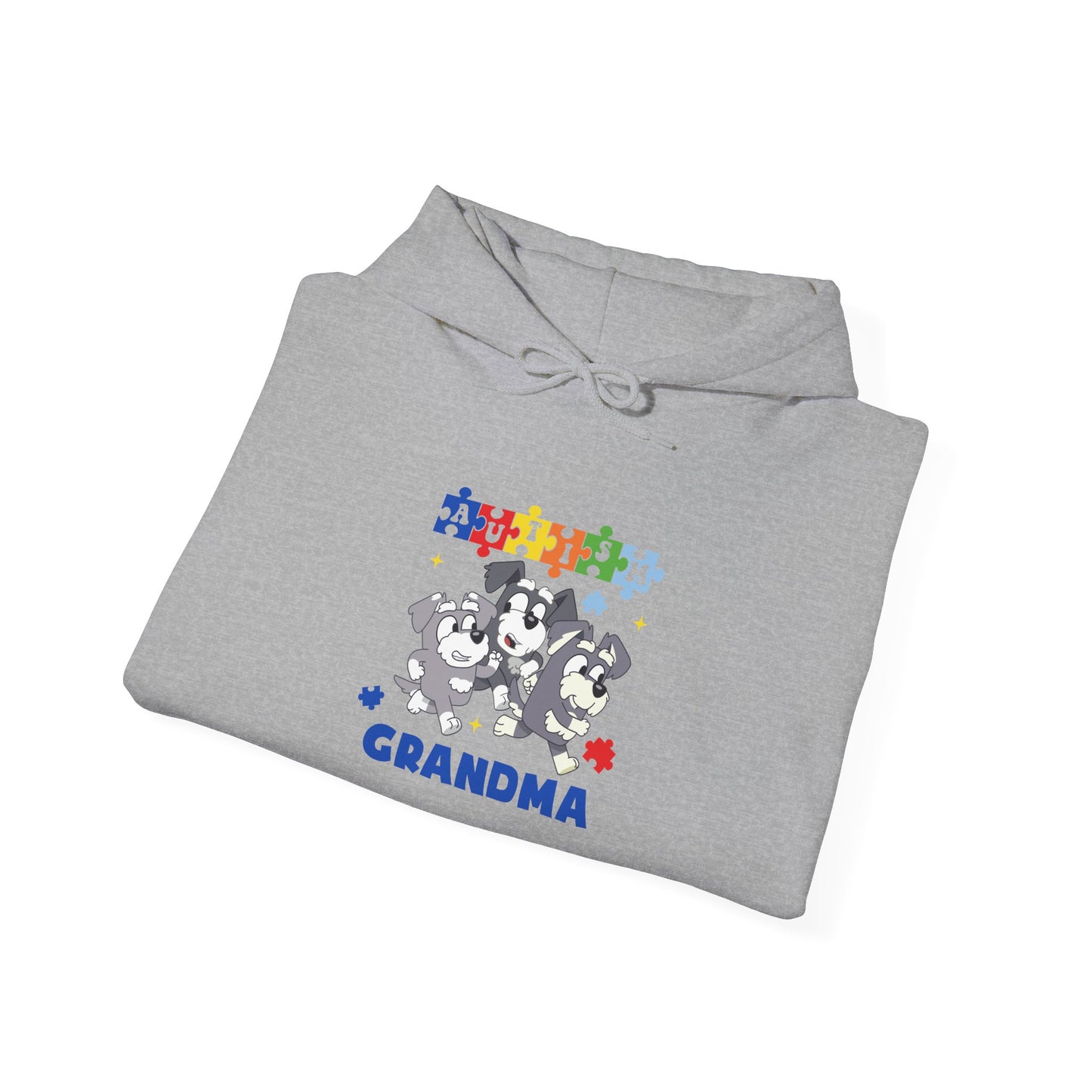Grandma Puzzle Paw Print Hoodie — Cute Rescue Dog Grandma Gift