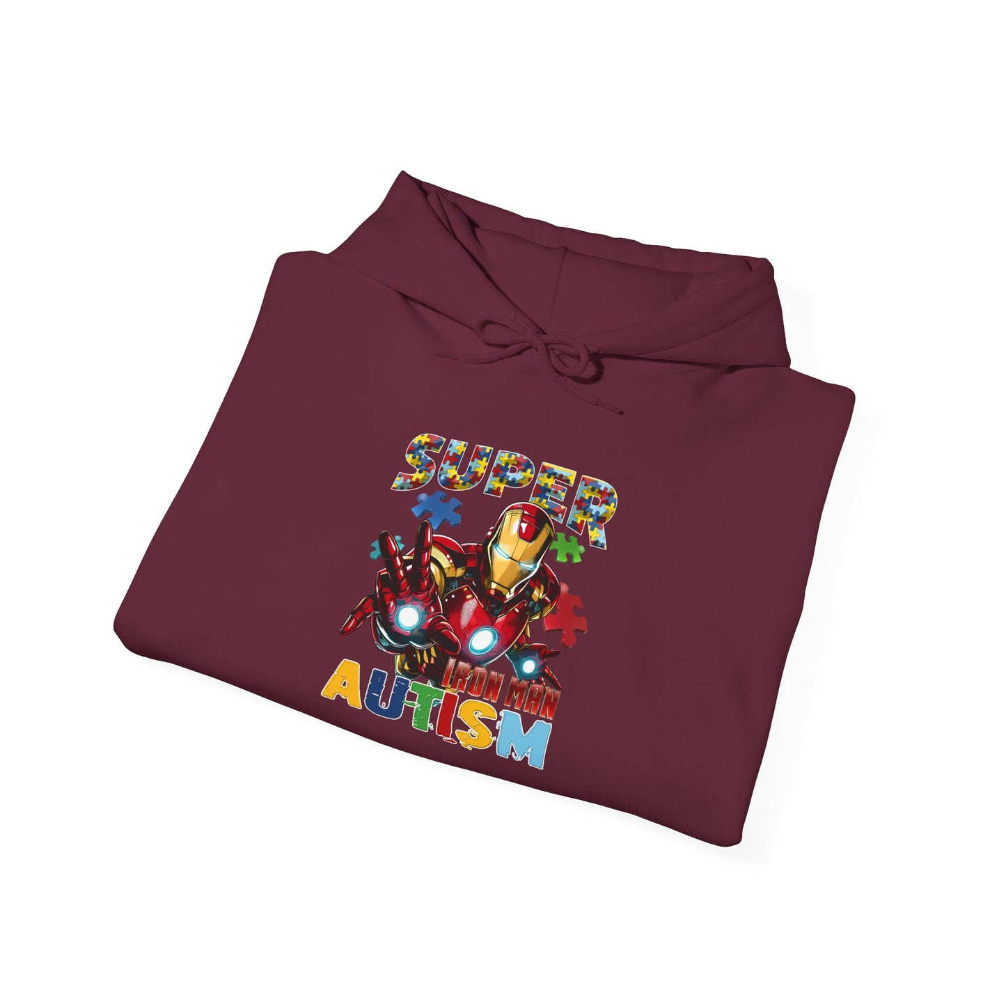 Autism Awareness Hoodie — "Super Mom with Autism" Colorful Puzzle Design