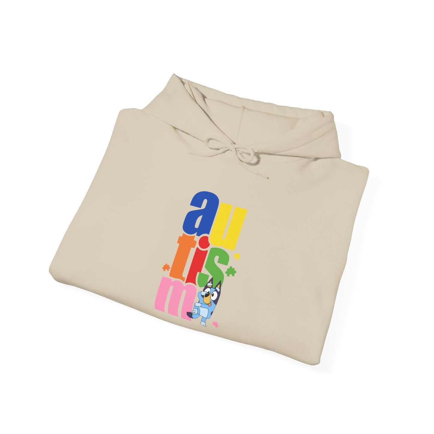 Autism Awareness Hoodie — Colorful Vertical “autism” Design