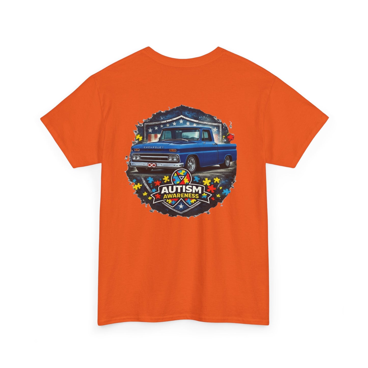 Tim’s Truck Tee- Autism Awareness Truck T-Shirt — Vintage Pickup Puzzle Ribbon Tee