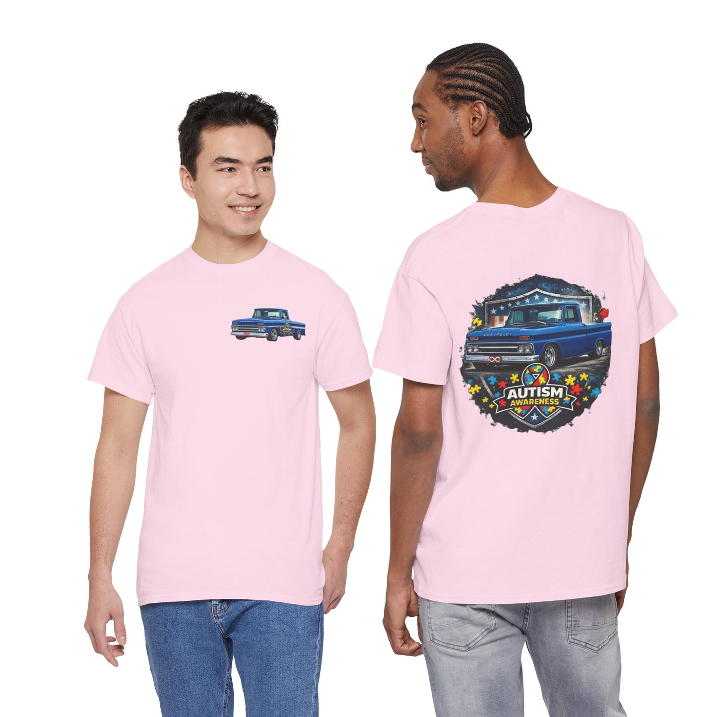 Tim’s Truck Tee- Autism Awareness Truck T-Shirt — Vintage Pickup Puzzle Ribbon Tee