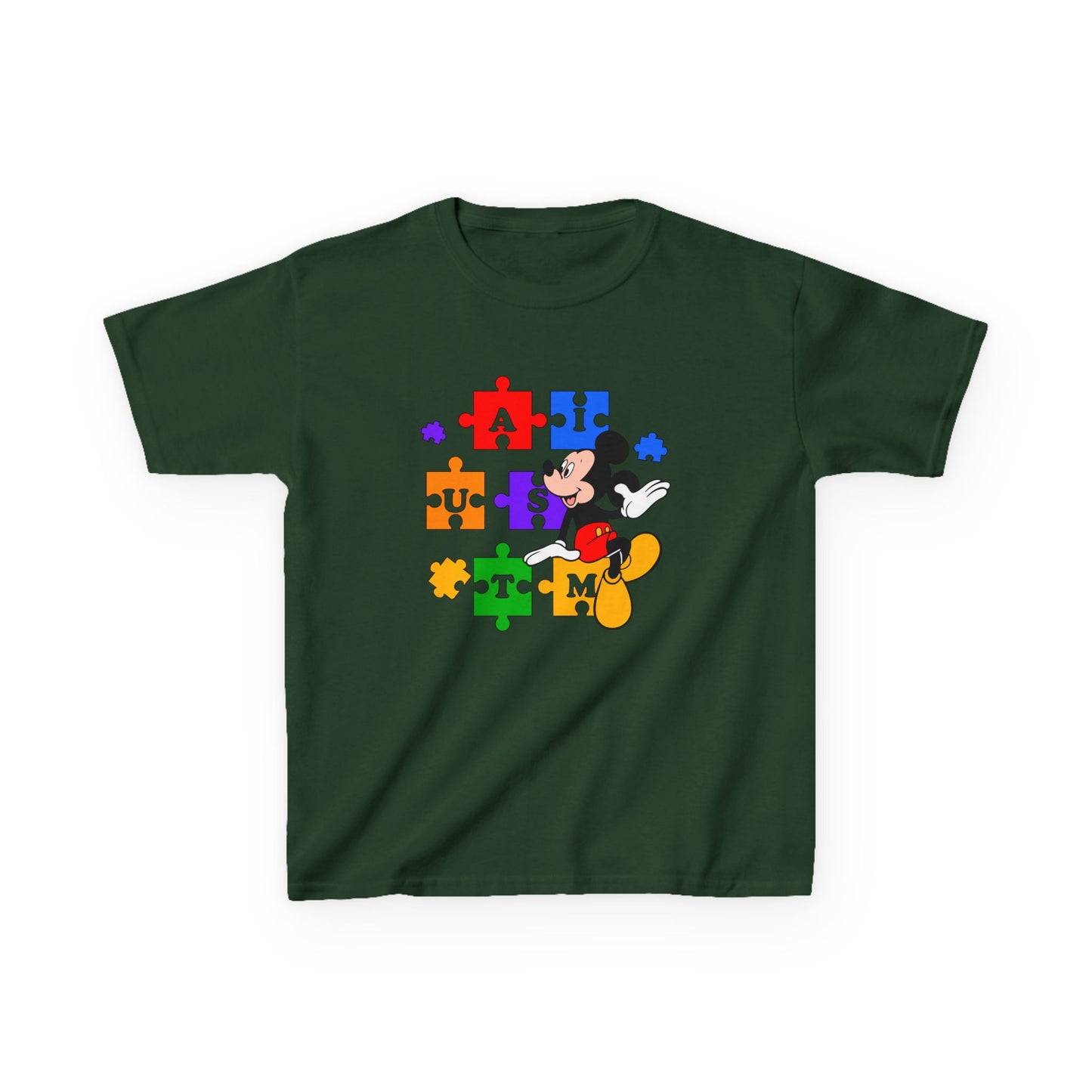 Kids Tee — Mickey Mouse Autism Puzzle Pieces Design
