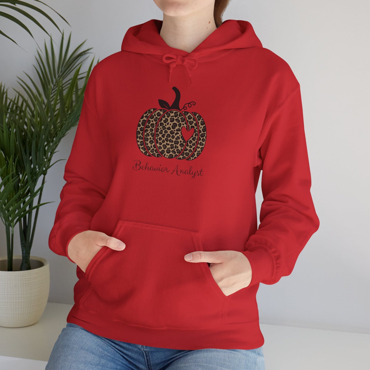 Behavior Analyst Fall Leopard Pumpkin Hoodie - Autumn Harvest Sweatshirt with Heart Accent