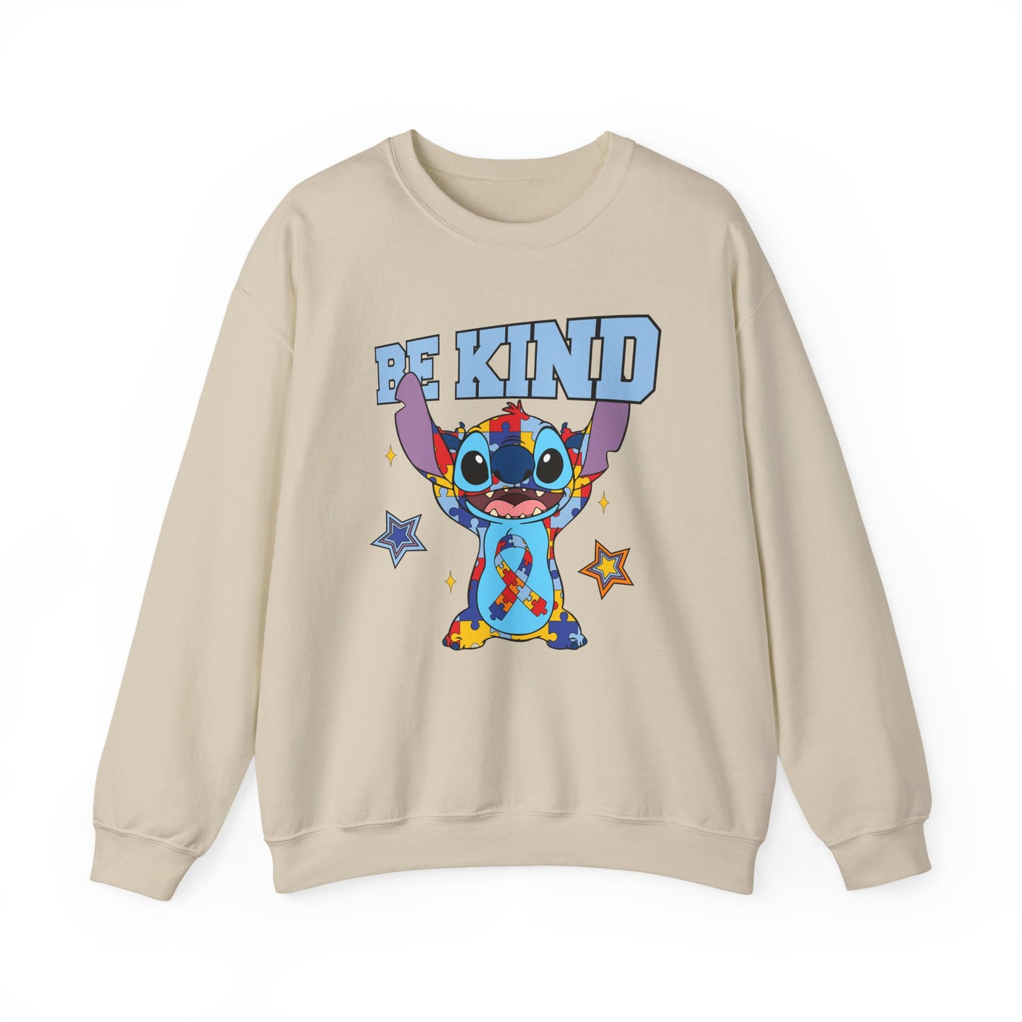 Be Kind Crewneck Sweatshirt — Cute Colorful Cartoon Character Graphic
