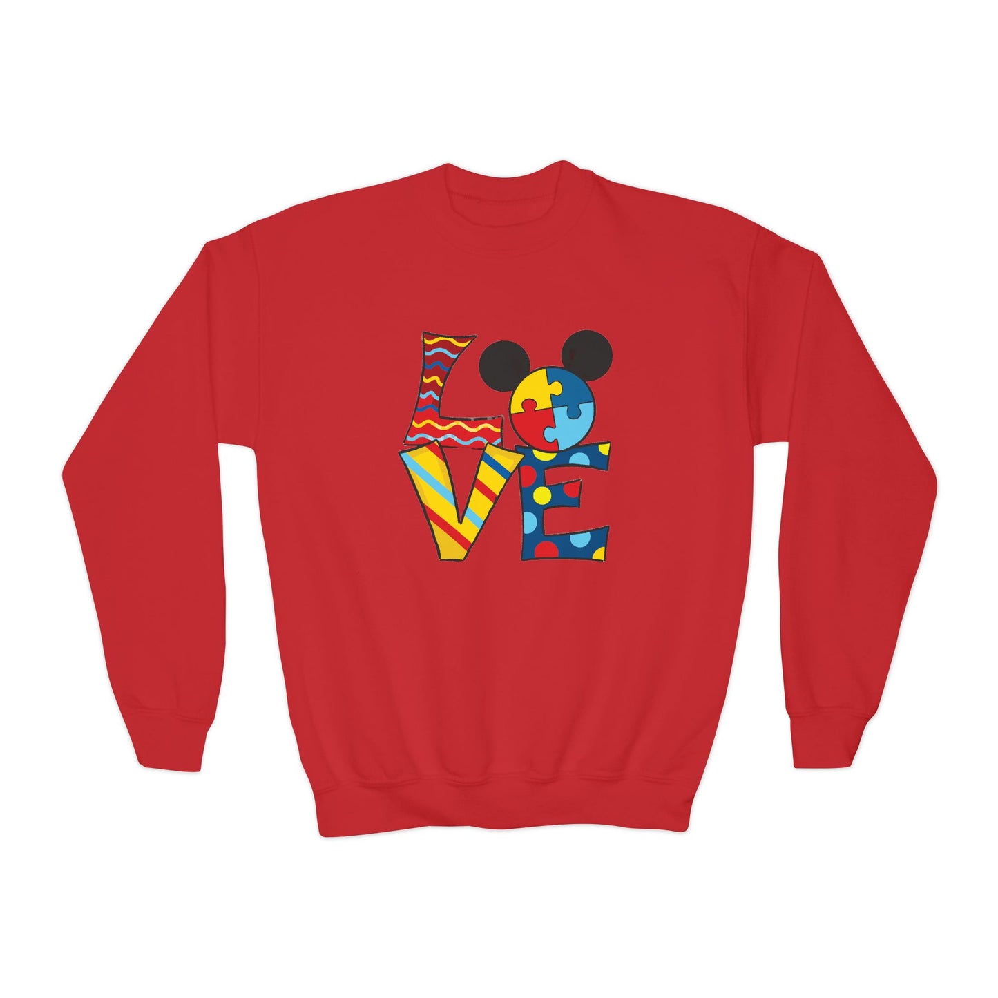 Colorful Love Puzzle Youth Crewneck Sweatshirt