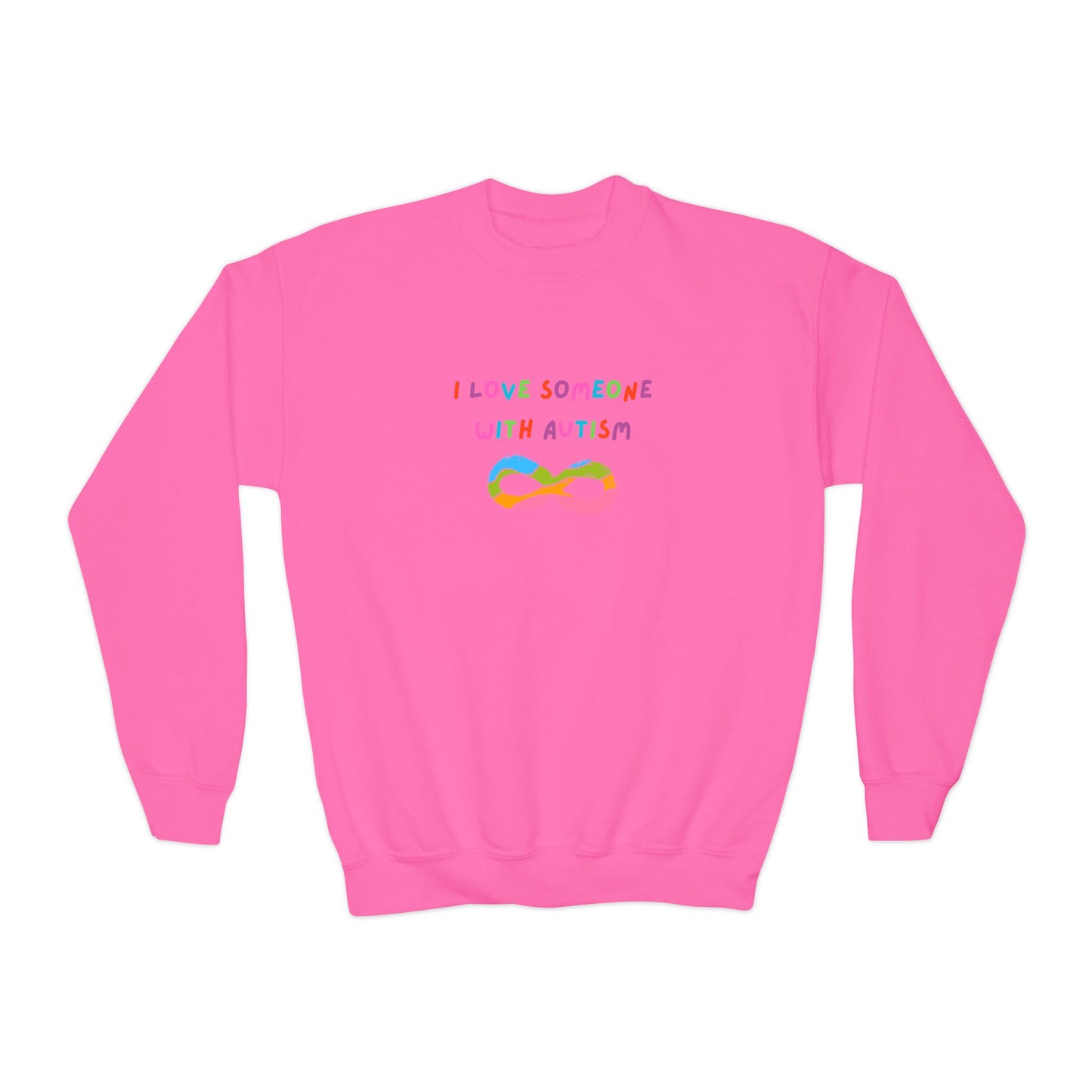 Autism Awareness Youth Crewneck Sweatshirt - I Love Someone with Autism
