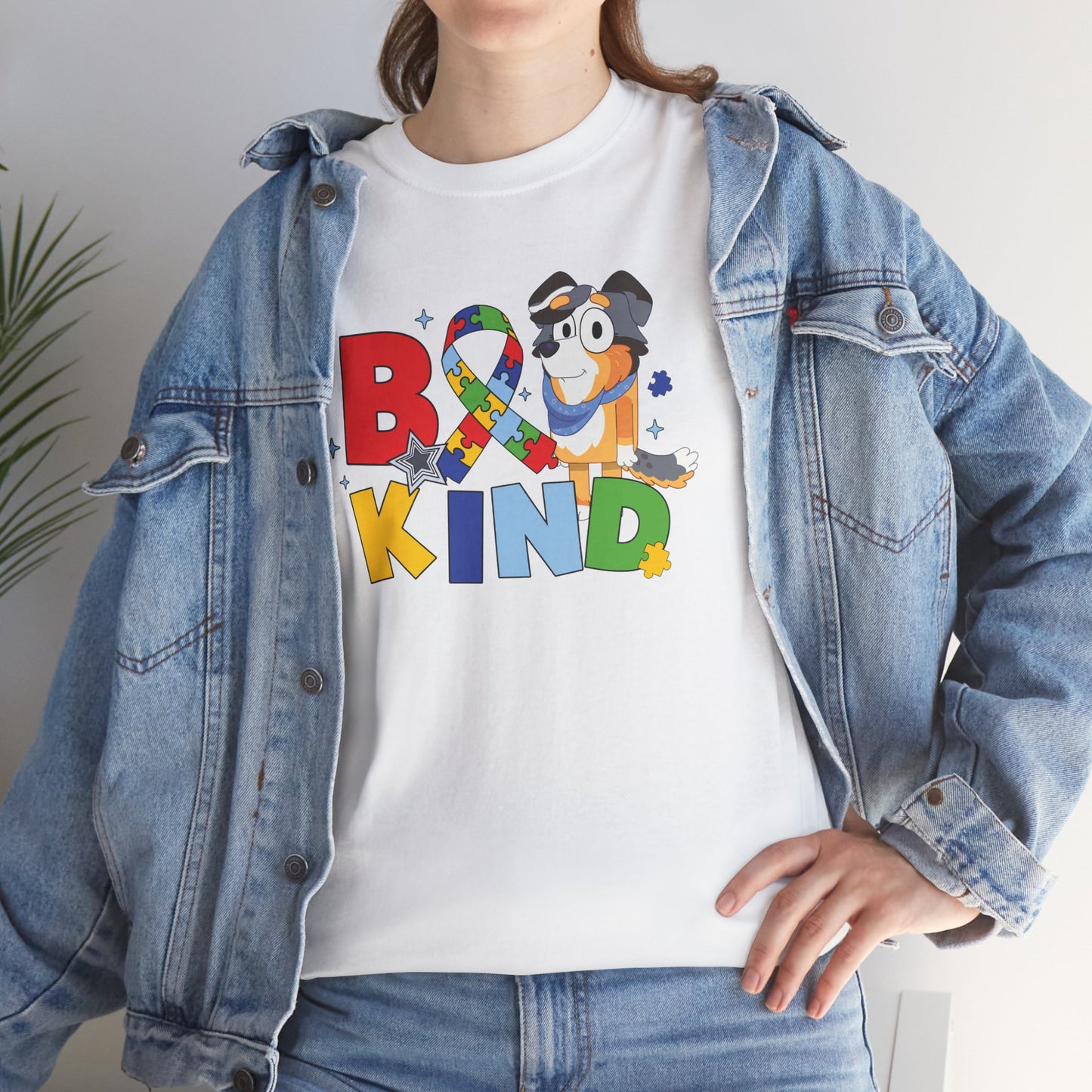 Be Kind Bluey Family T-Shirt — Colorful Rainbow Letters with Cute Design