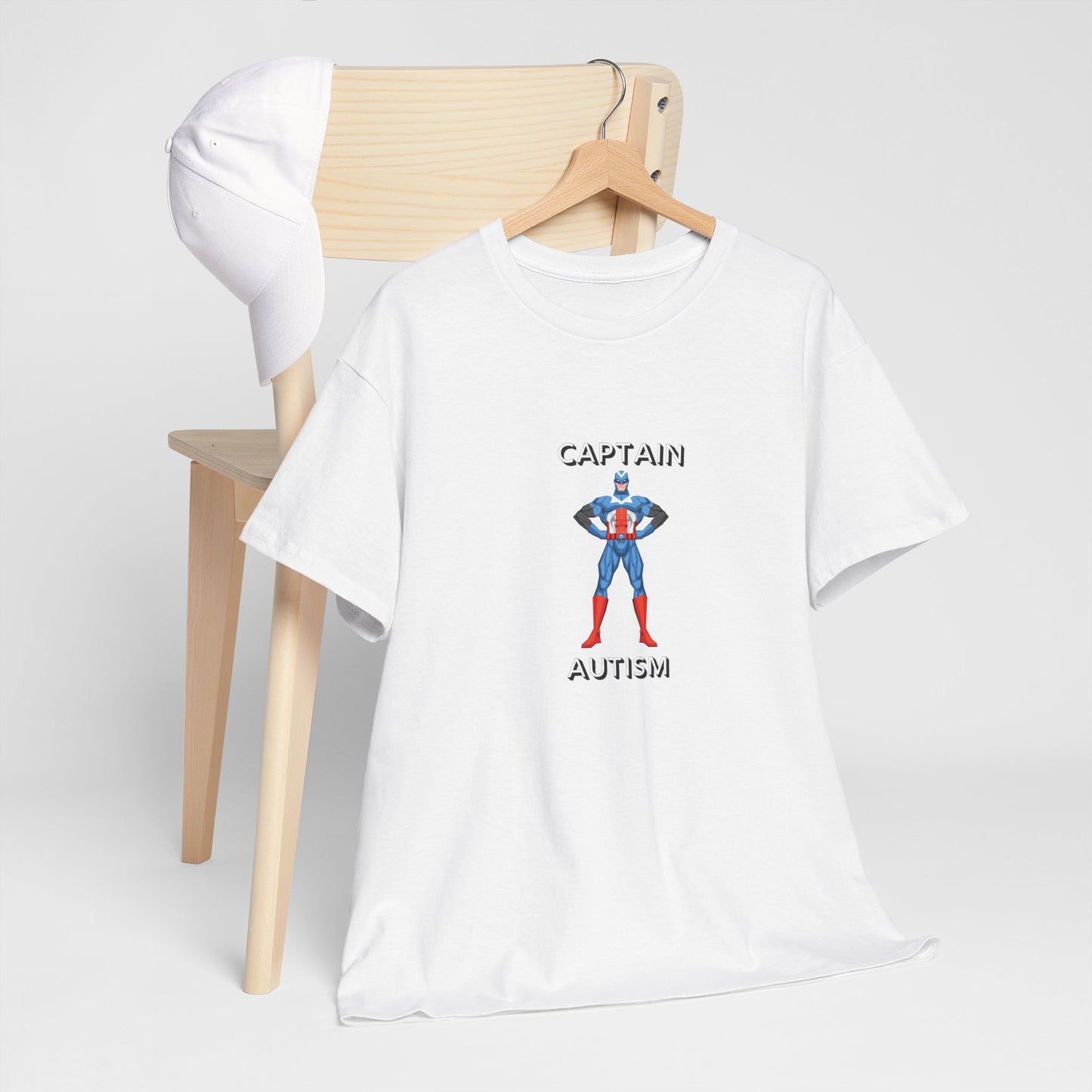 Captain Autism Unisex Heavy Cotton Tee, Autism Awareness Shirt, Gift for Special Needs Parents, Support Cause Apparel, Fun Casual Tee