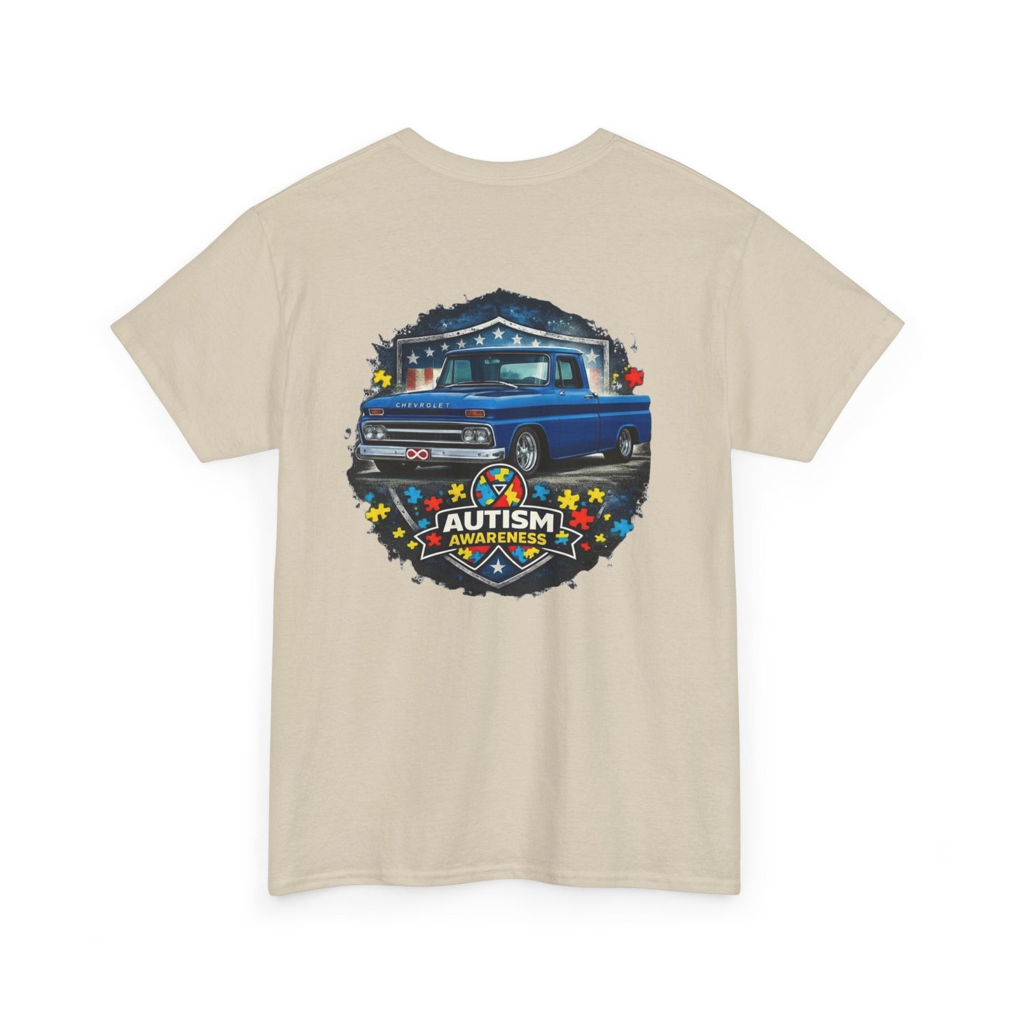 Tim’s Truck Tee- Autism Awareness Truck T-Shirt — Vintage Pickup Puzzle Ribbon Tee