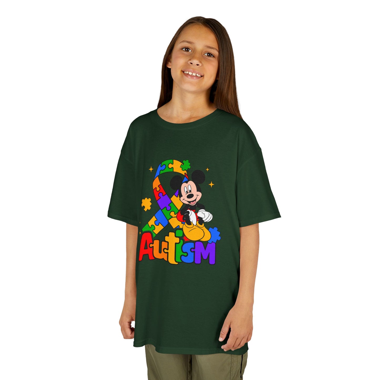 Kids Autism Awareness T-Shirt — Colorful Puzzle Ribbon Design