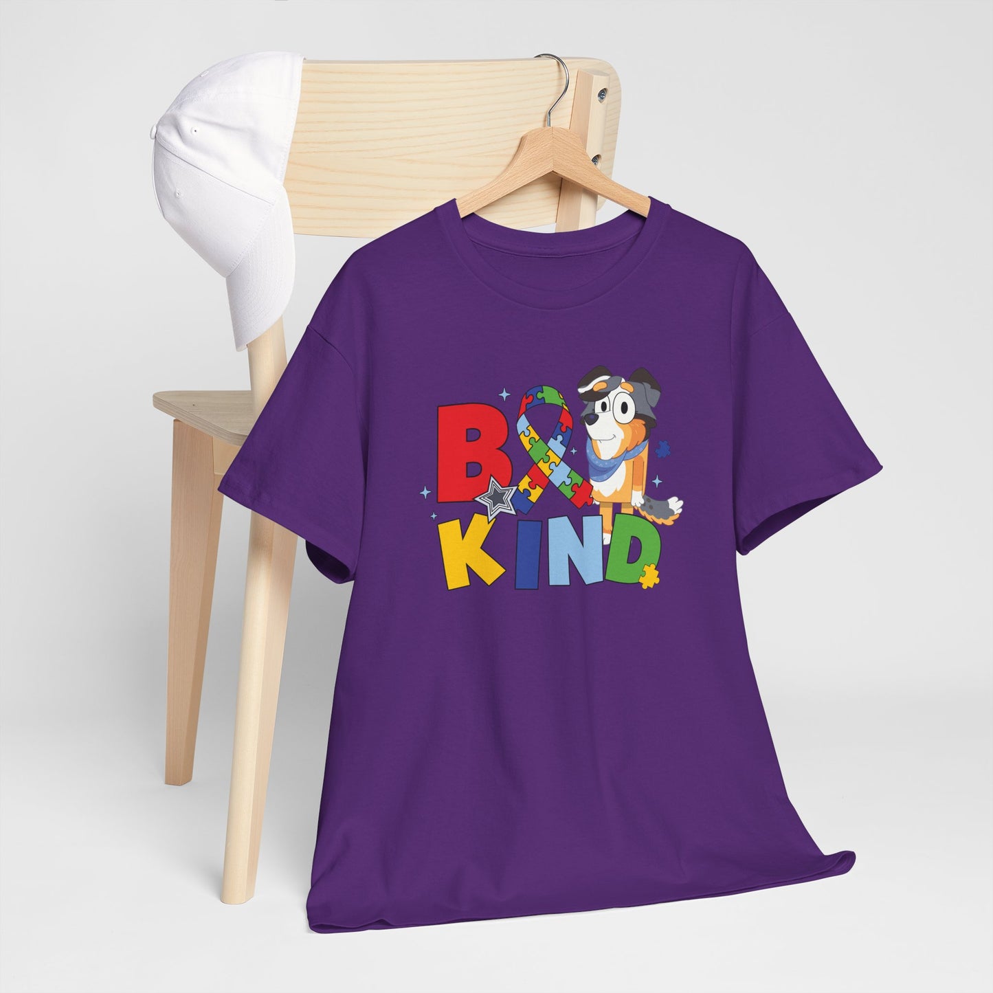 Be Kind Bluey Family T-Shirt — Colorful Rainbow Letters with Cute Design