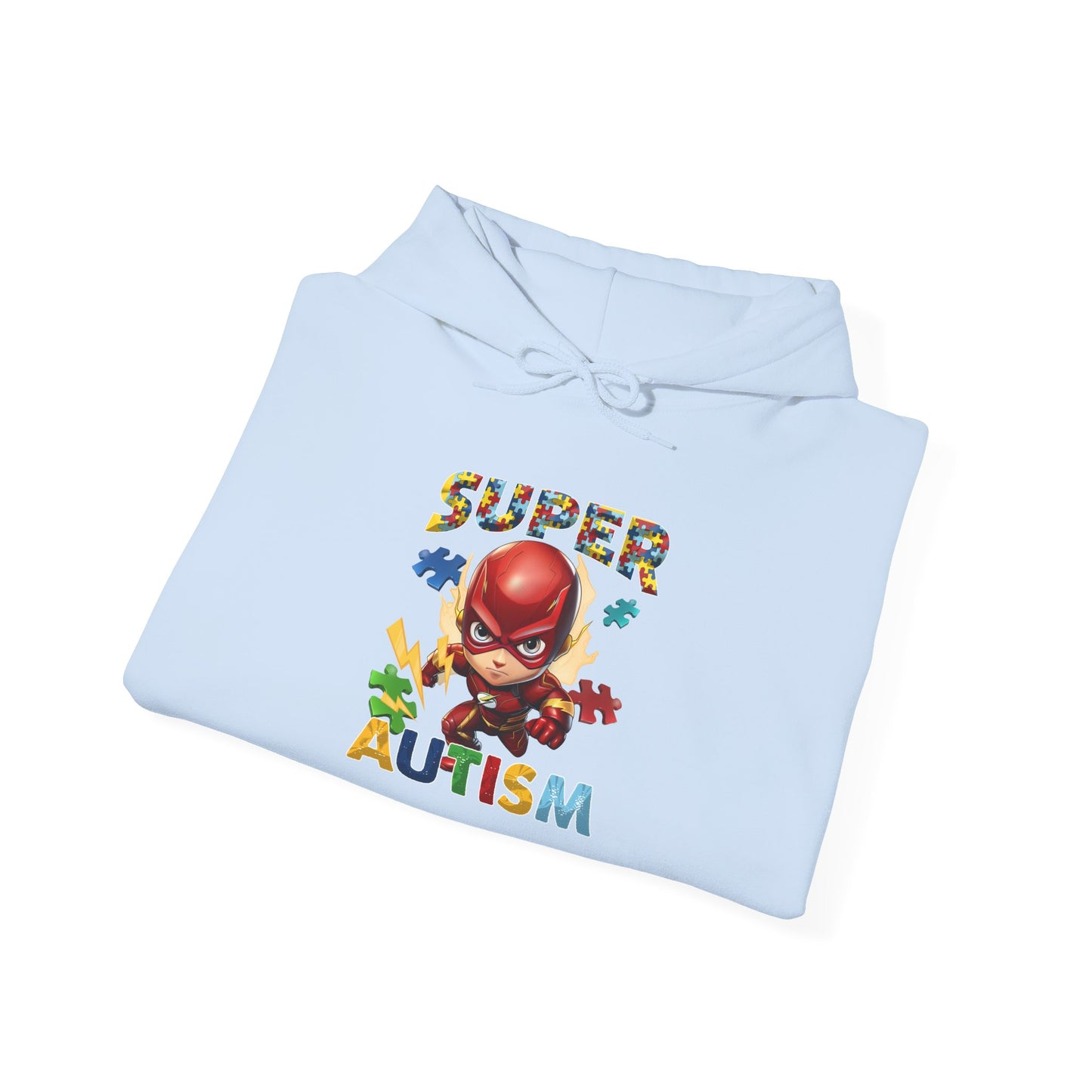 Autism Awareness Hoodie — "Super Autism" Colorful Puzzle Hero Sweatshirt