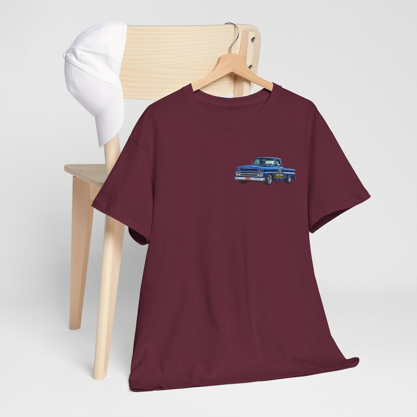 Tim’s Truck Tee- Autism Awareness Truck T-Shirt — Vintage Pickup Puzzle Ribbon Tee