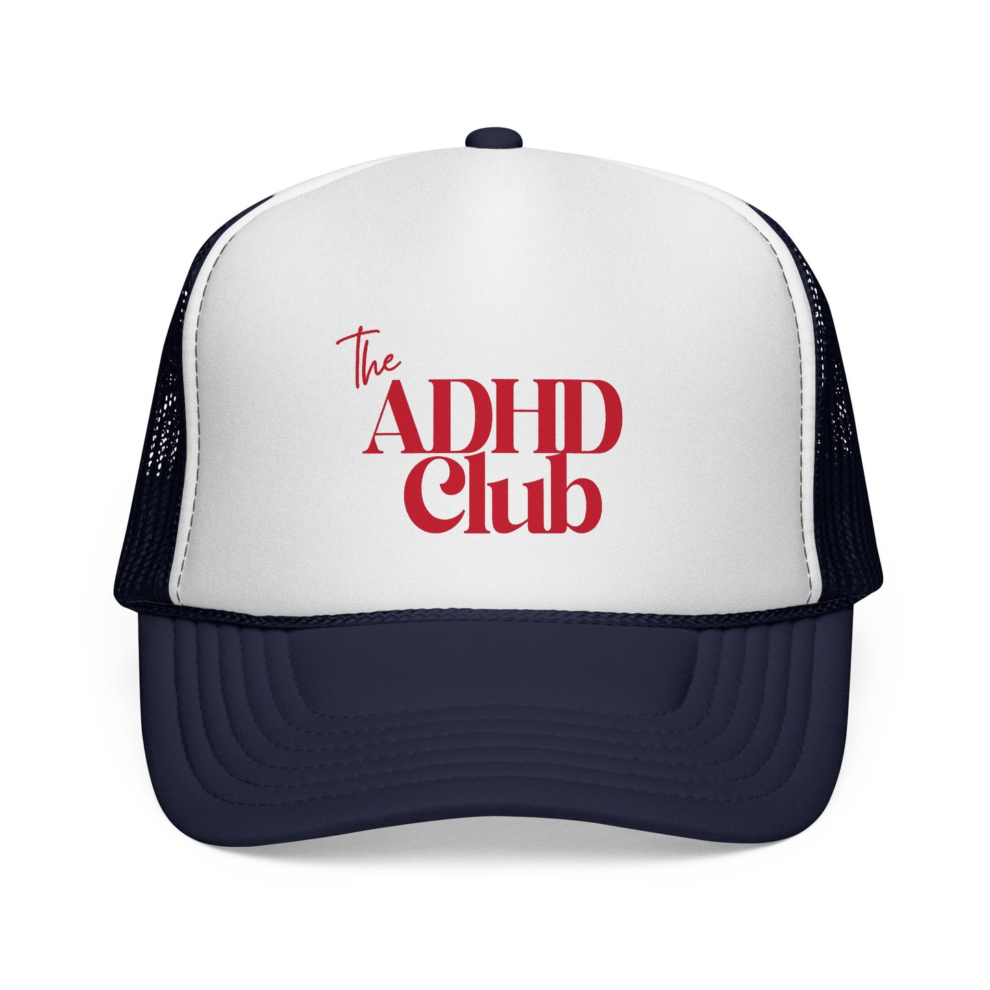 Trucker Hat — "The ADHD Club" Retro Logo Mesh Cap