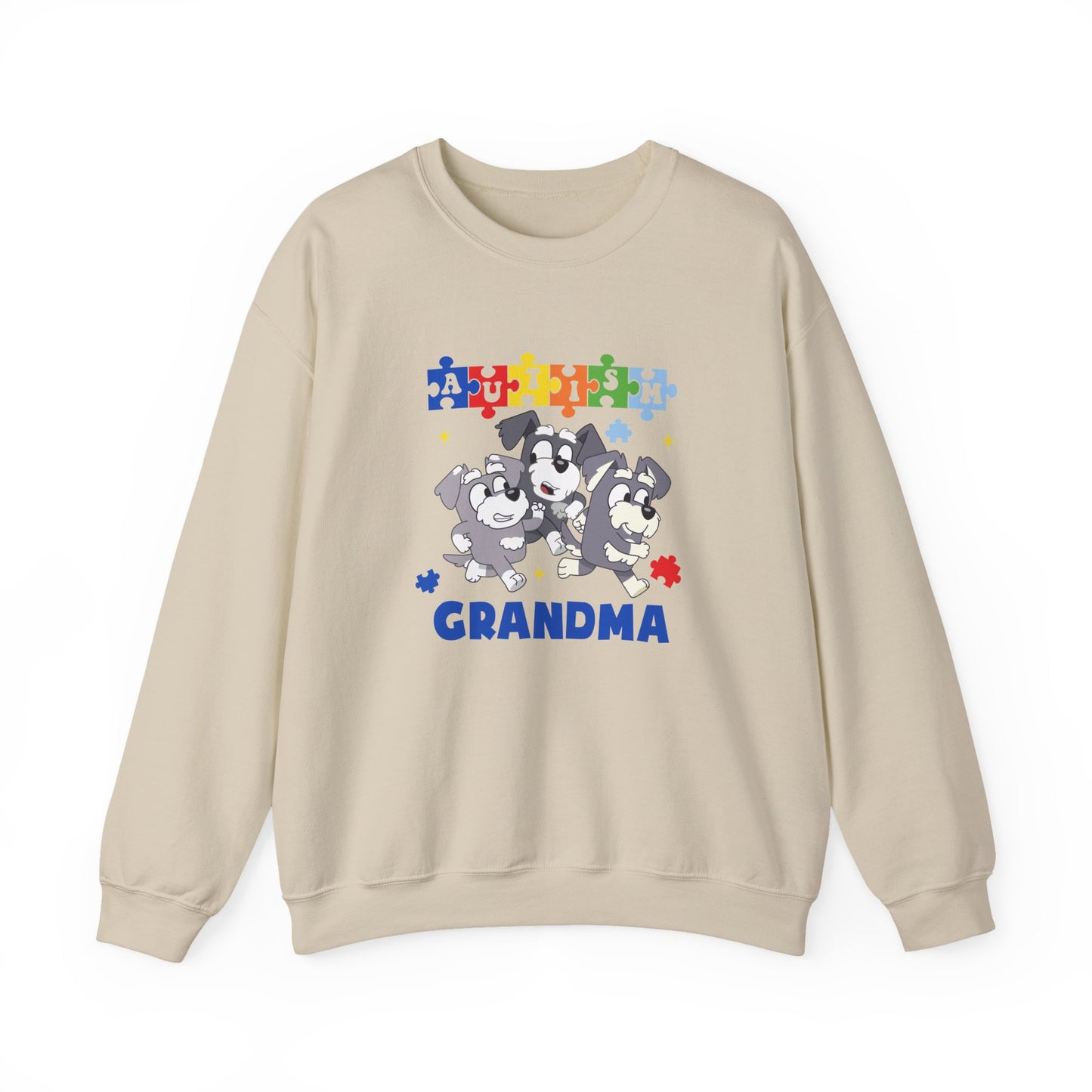 Autism Awareness Grandma Sweatshirt – Puzzle Paw Print Design