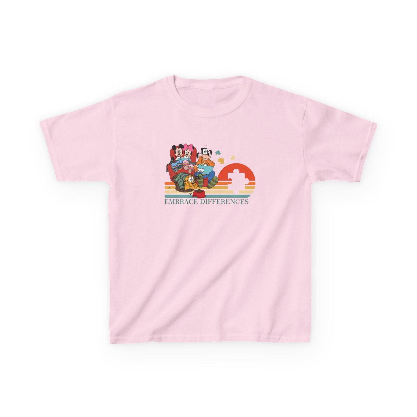 Kids Tee — Colorful Retro Animal Parade "I Embrace Differences"