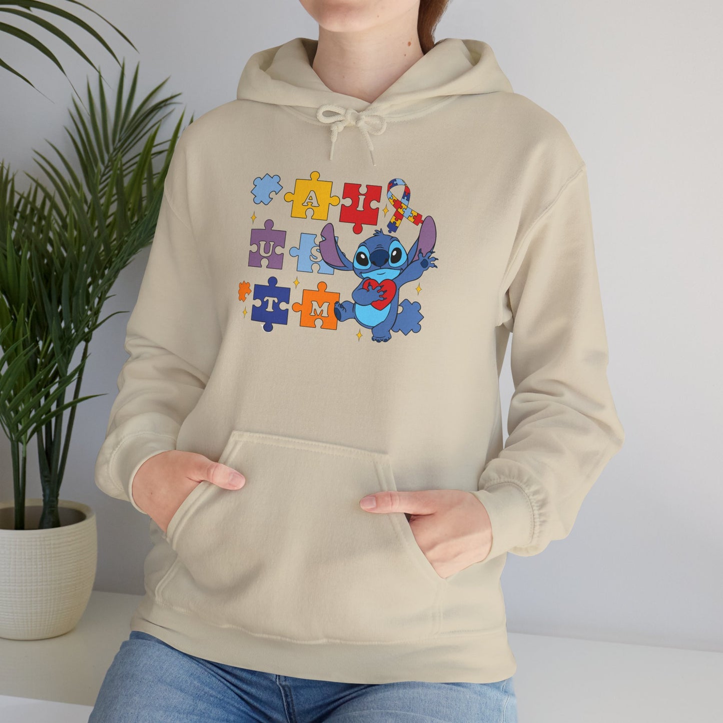 Autism Awareness Hoodie — Puzzle Heart Ribbon Design