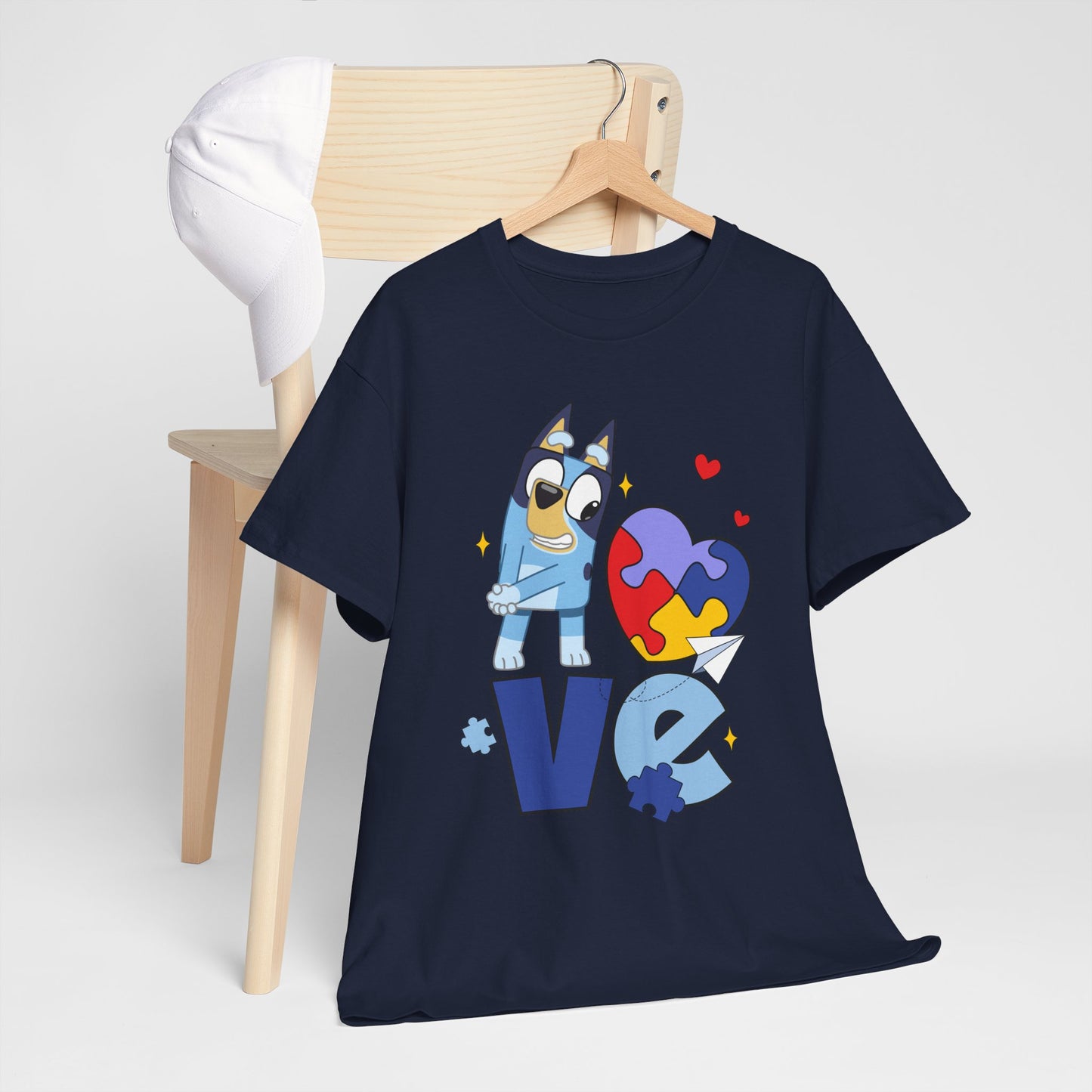 Autism Awareness Love Tee - Puzzle Heart & Cartoon Character T-Shirt
