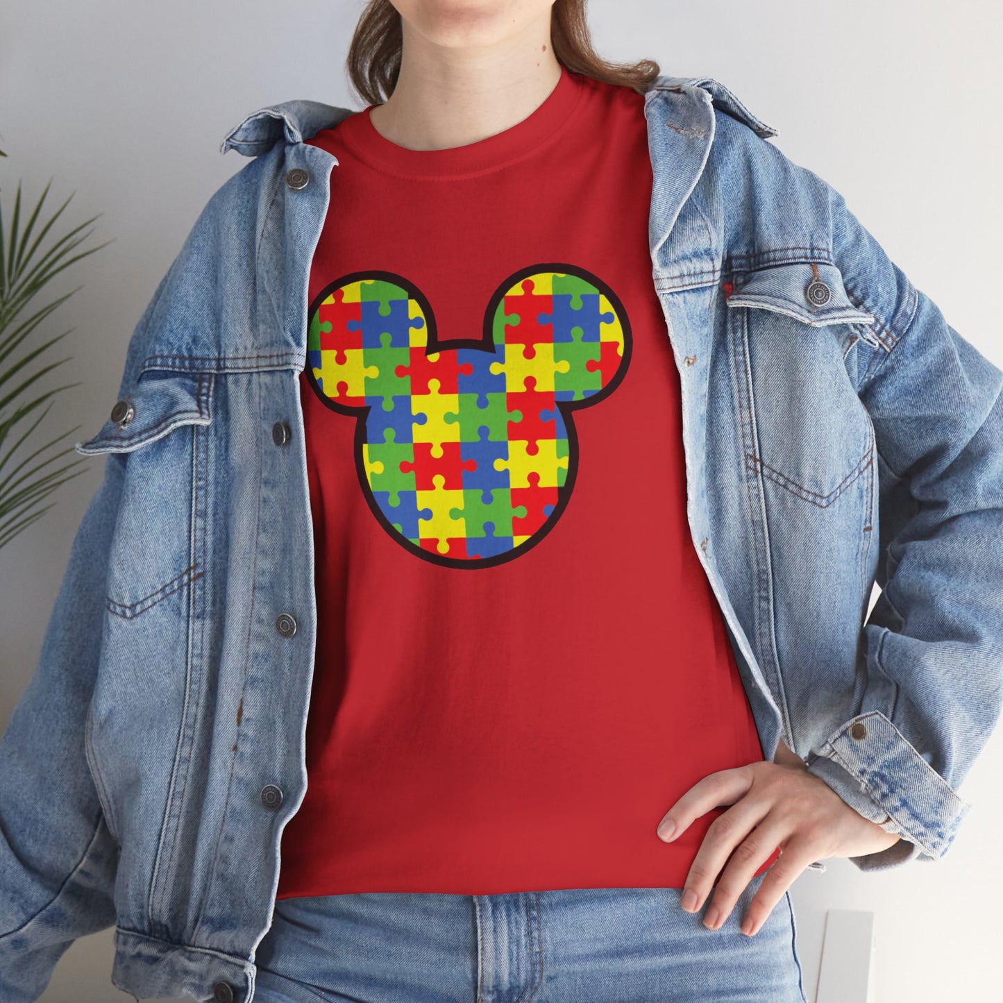 Colorful Puzzle Mickey Mouse Tee for Autism Awareness