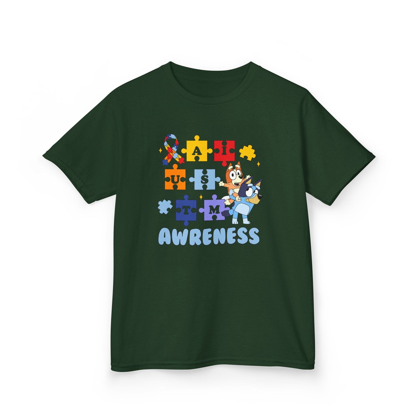 Kids Autism Awareness Puzzle Tee — Colorful Ribbon & Puzzle Pieces Design