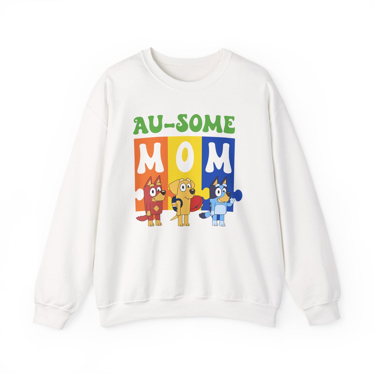 Au-some Mom Sweatshirt — Colorful Kids’ Puzzle Dog Mom Gift
